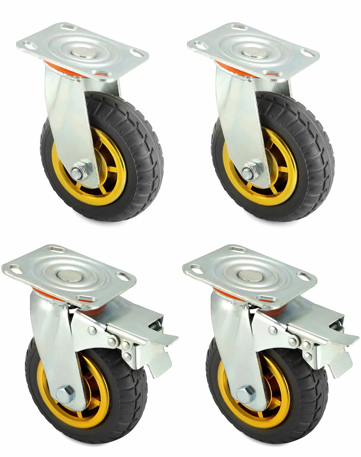 QWORK 4 sztuki kółek do dużych obciążeń 150mm 250 kg kółka skrętne z amortyzacją do transportu mebli i przemysłowego