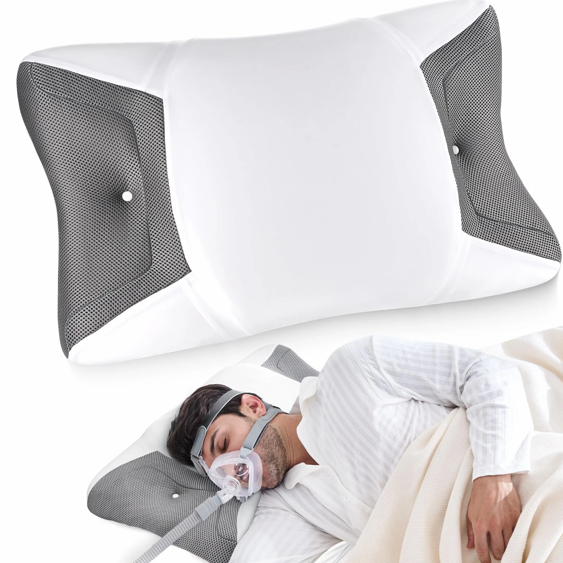 Poduszka CPAP na szyję z pianki wiskoelastycznej ergonomiczna dla bezdechu sennego z poszerzonymi rowkami bocznymi