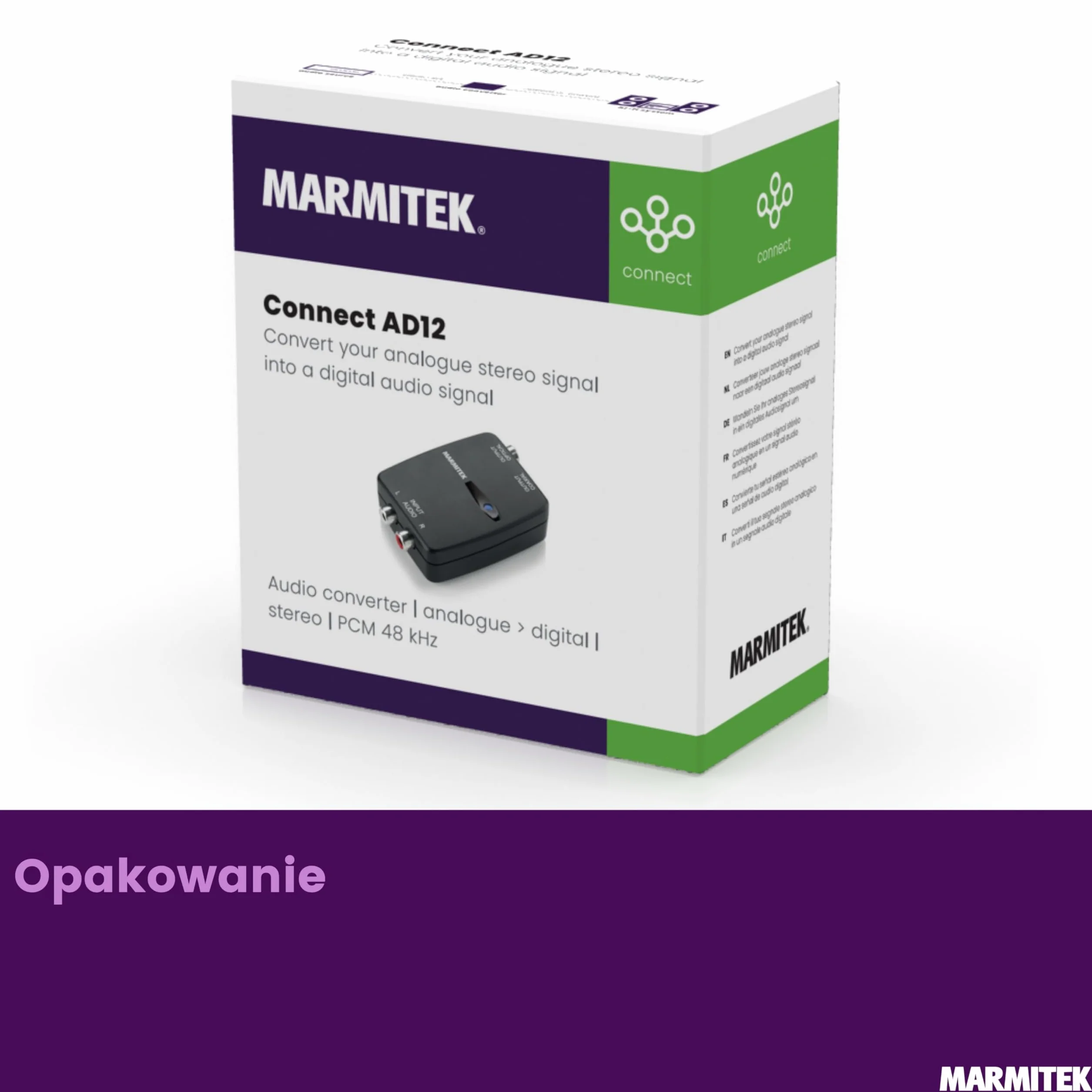 Konwerter ADC Marmitek Connect AD12 - konwerter audio z analogowego na cyfrowy do TV, wzmacniacza i soundbara - RCA na Toslink lub coaxial - stereo plug and play
