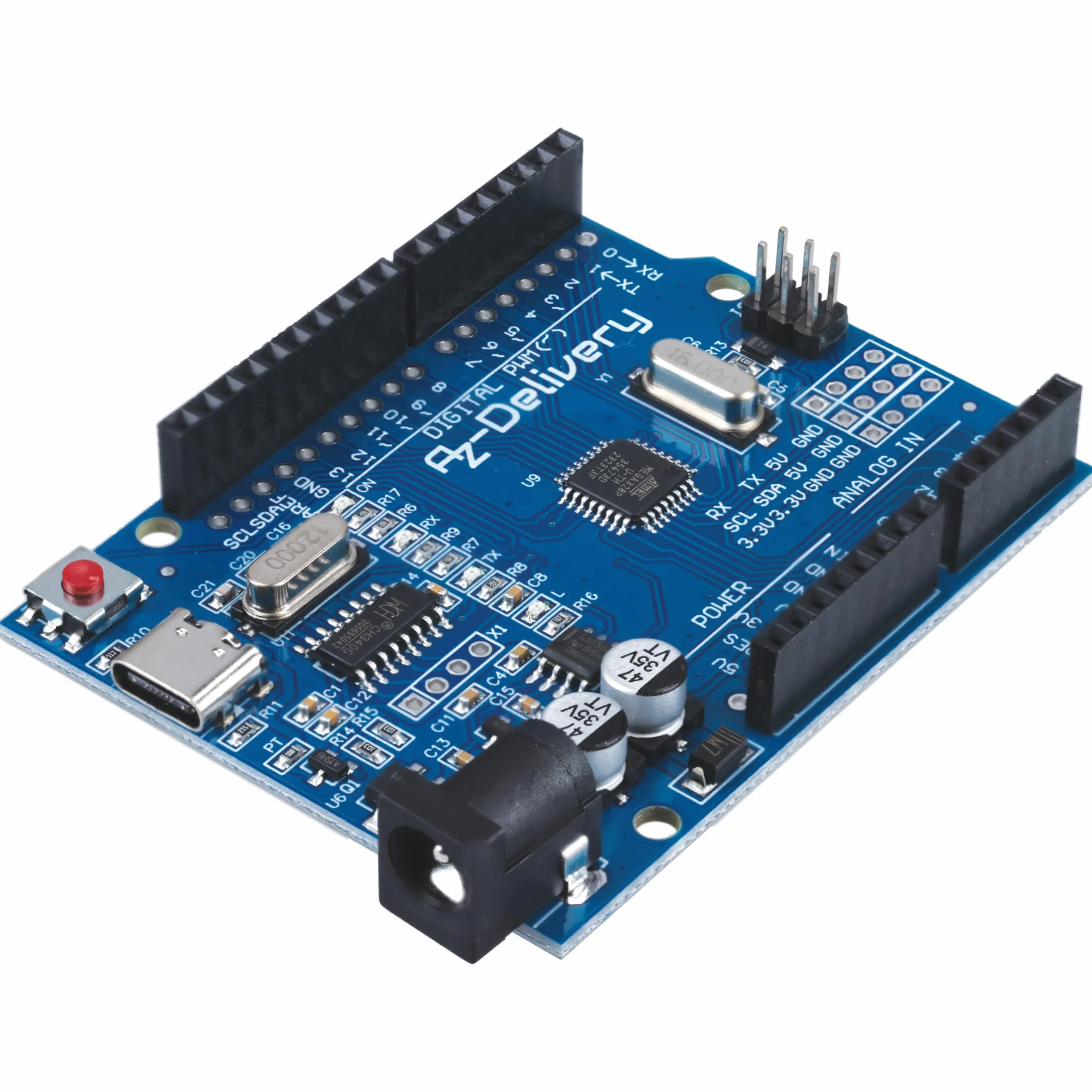 AZDelivery 1 x płytka mikrokontrolera AZ-ATmega328-Board ze złączem USB-C łącznie z e-bookiem