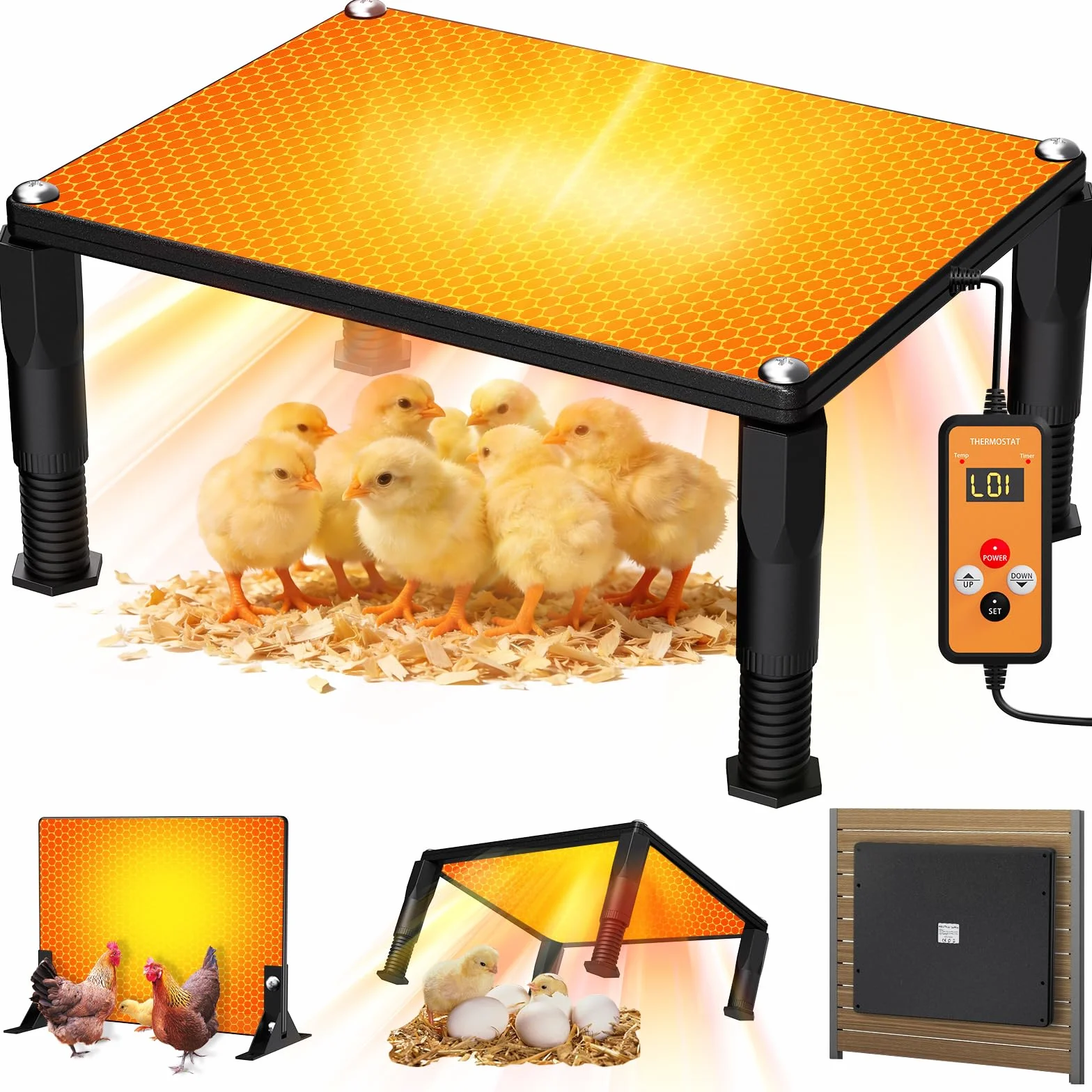 Płyta grzewcza do kurnika 110W 40x30cm 5-80°C z timerem 24h panelowy grzejnik dla drobiu