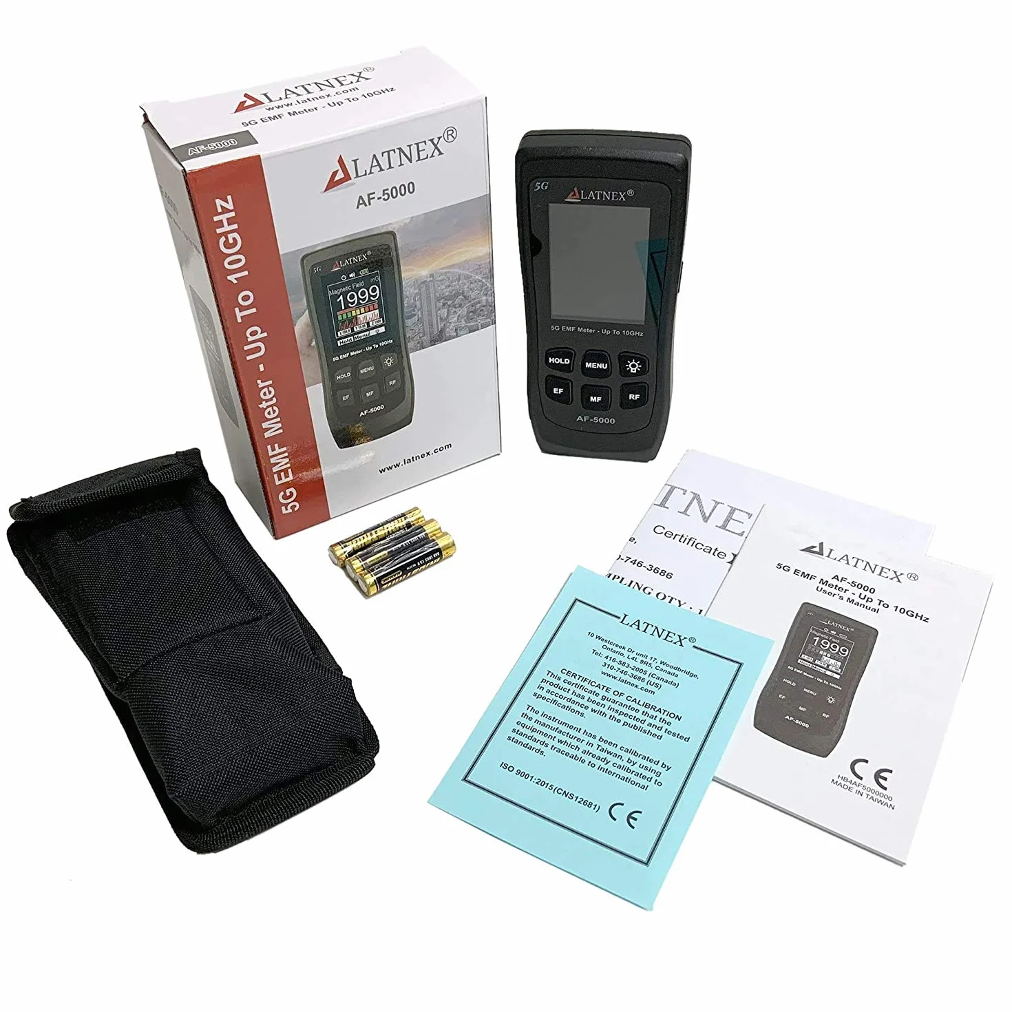 LATNEX AF-5000 Trójosiowy tester EMF 5G RF mikrofalówka i pola elektryczne ELF z certyfikatem kalibracji