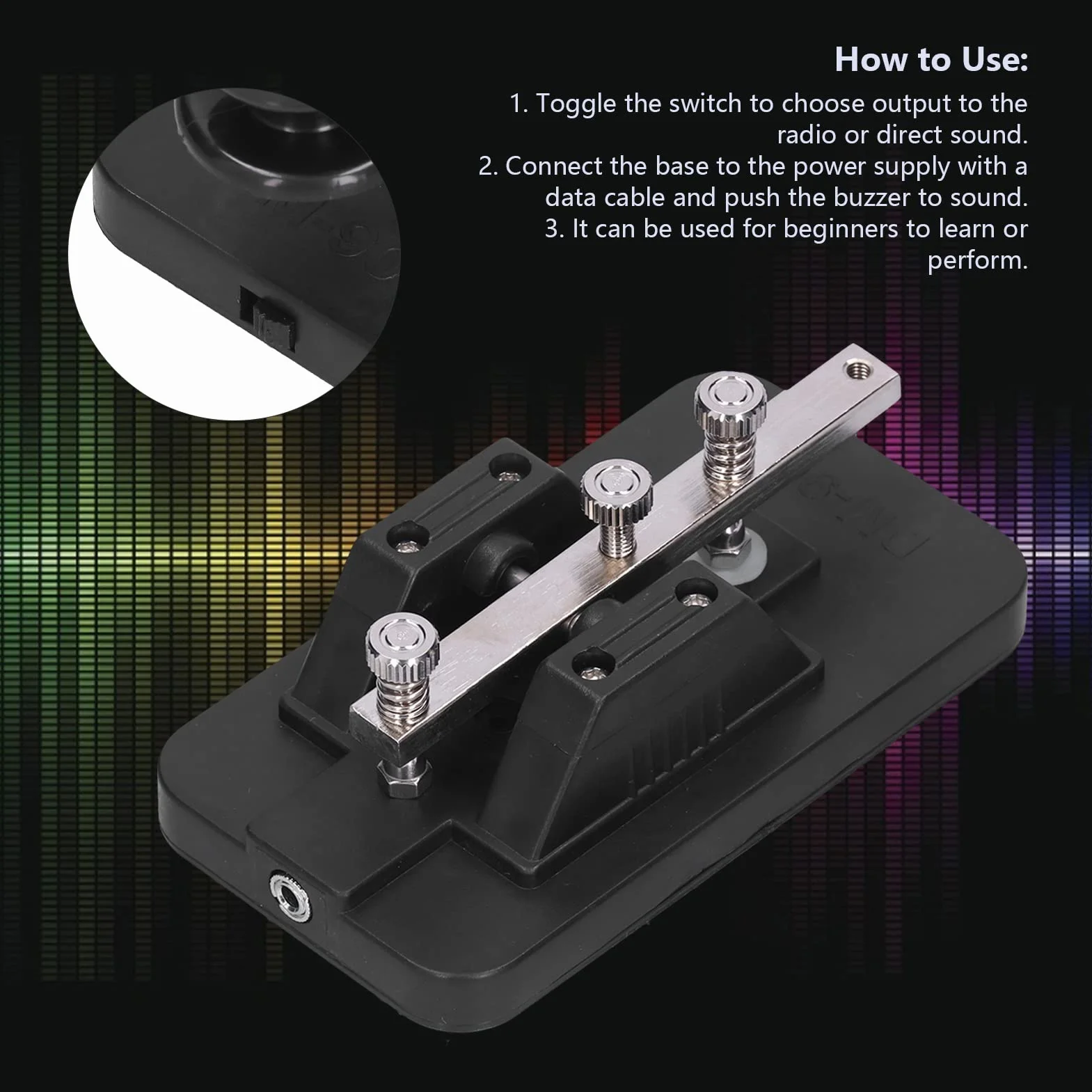 Morse Key, Morse Tapper Manual CW Practice Tool, Morse CW Telegraph Straight Key, z brzęczykiem dla początkujących,