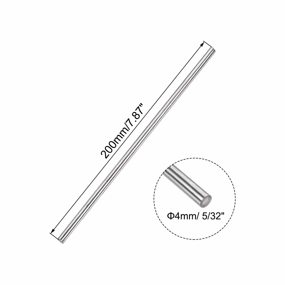 sourcing map 5 szt. 4 mm x 200 mm 304 stal szlachetna pręt okrągły