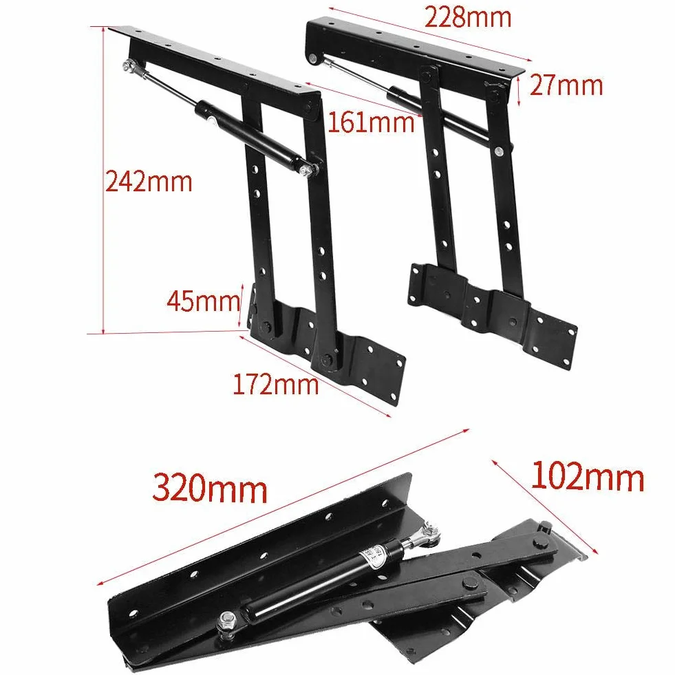 Zestaw zawiasów hydraulicznych 2 sztuki, czarna, maksymalne obciążenie 50 kg, ochrona przed rdzą