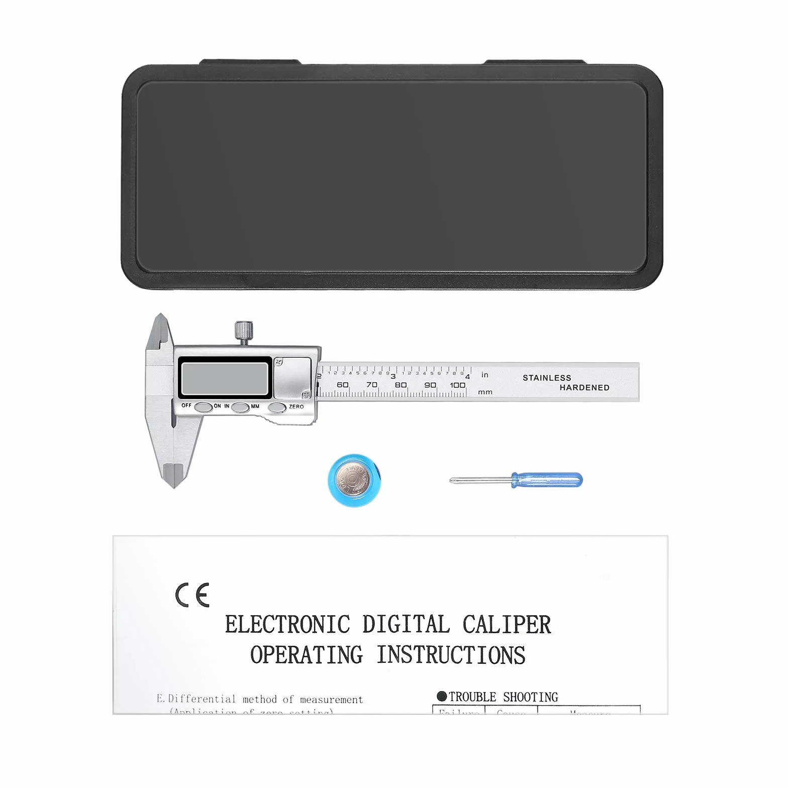 Neoteck Cyfrowy suwmiarka ze stali nierdzewnej, elektroniczna suwmiarka, ułamki, cale, metryczne narzędzie do pomiaru długości, szerokości, głębokości, średnicy wewnętrznej, średnicy zewnętrznej (100