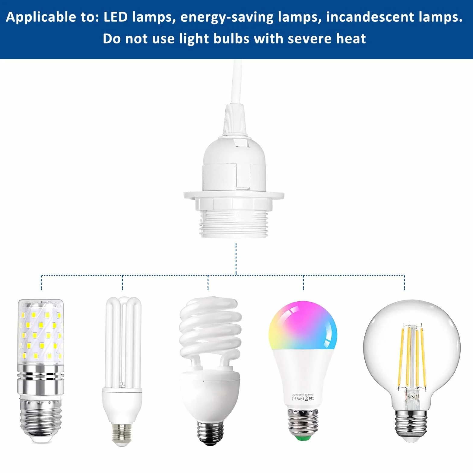 Oprawa lampy E27, biała, 3,5 m, z przełącznikiem i wtyczką euro, AC 230 V, kabel oprawka lampy E27 z pierścieniem śrubowym do abażuru, do lampy wiszącej, papierowej, 1 szt