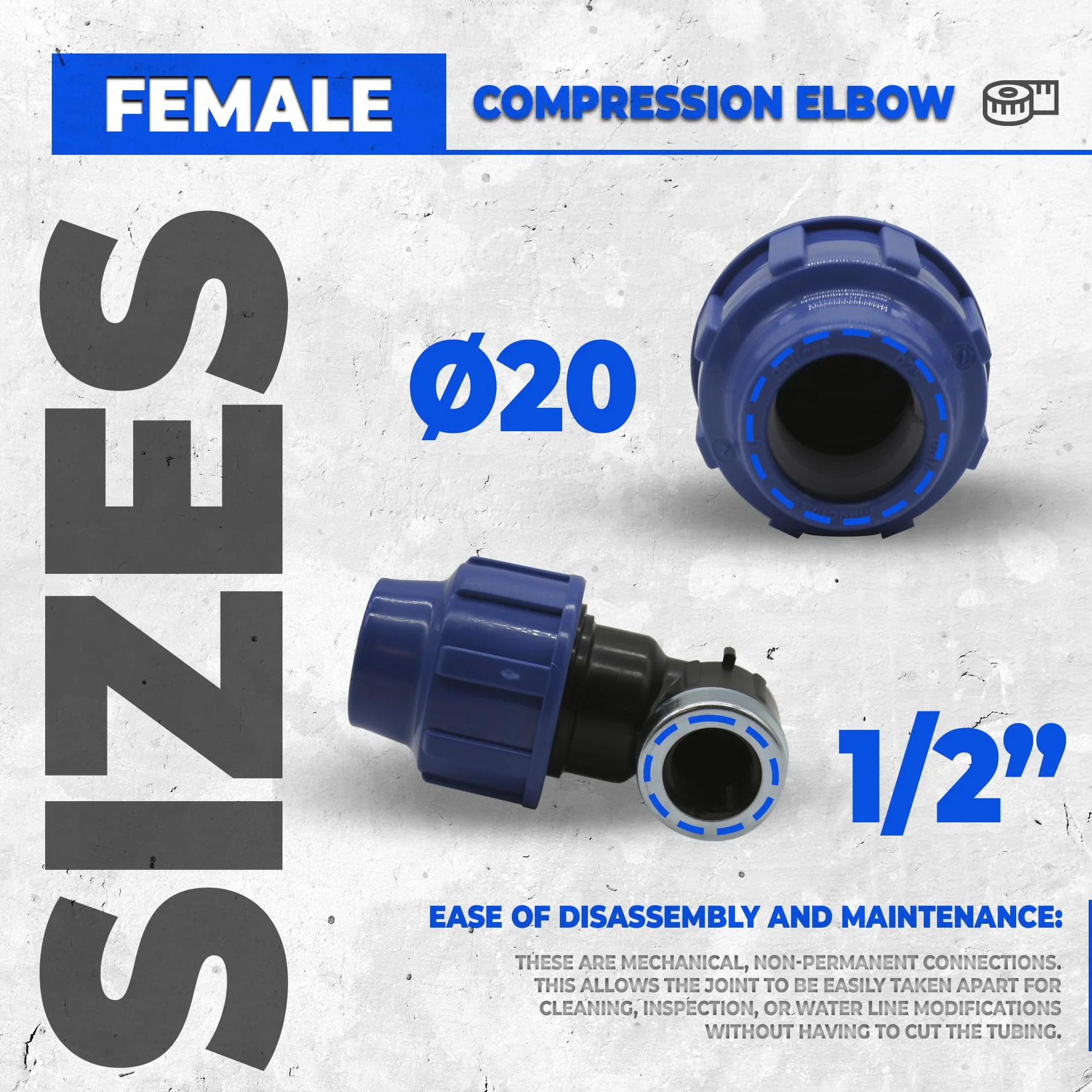 DOJA Barcelona Złącze kolankowe MDPE żeńskie 90º 4-20x1/2" do węża wodnego