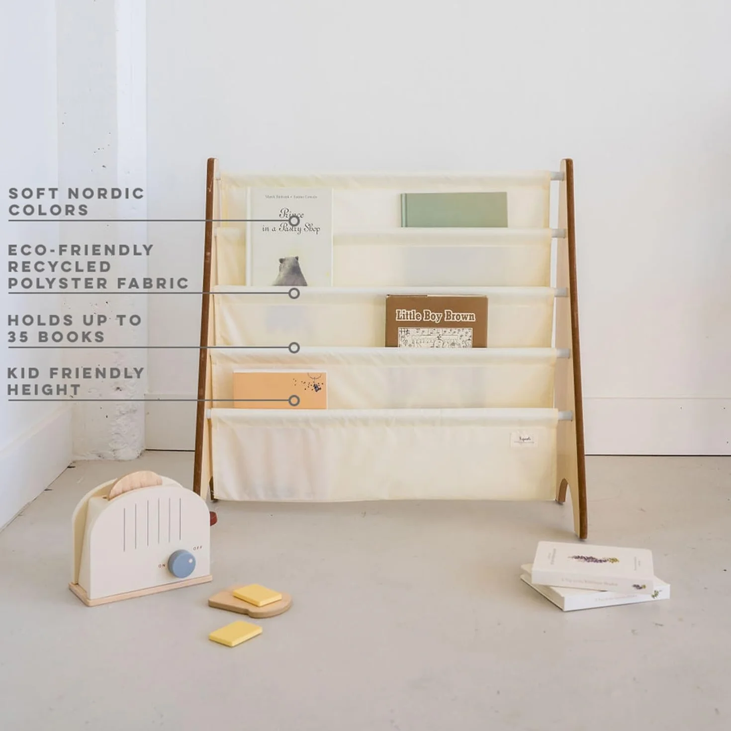 3 Sprouts Biblioteka Frontale Montessoriana - Jednolity kolor Kremowy