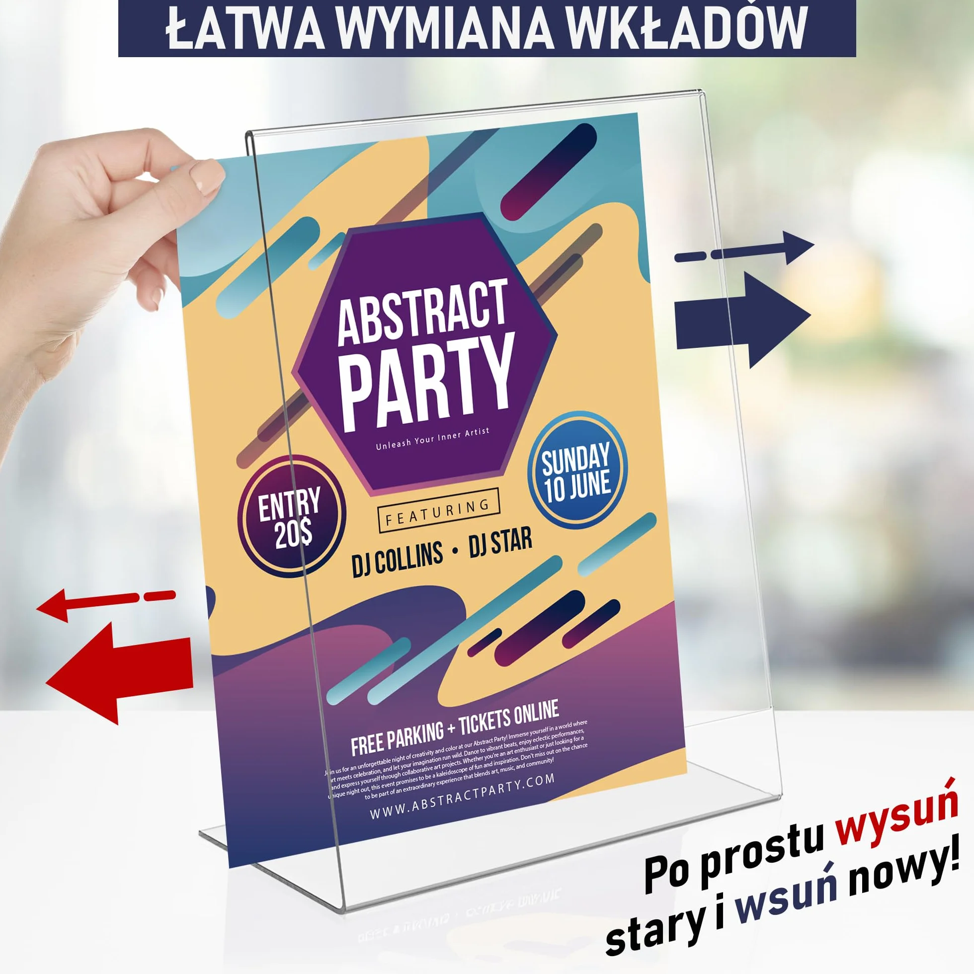 Pochylony Uchwyt na Plakaty z Akrylu A4 – 6 Sztuk, Pionowe Ramki na Reklamy, Przezroczysta Ramka na Znaki, Ulotki, Menu, Plakaty i Wydruki. Skośny Stojak Informacyjny do Domu, Biura i Sklepu
