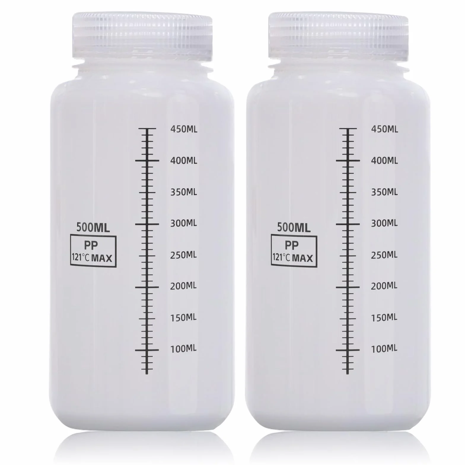 Butelki laboratoryjne HDPE 500 ml z szeroką szyjką, szczelne, plastikowe