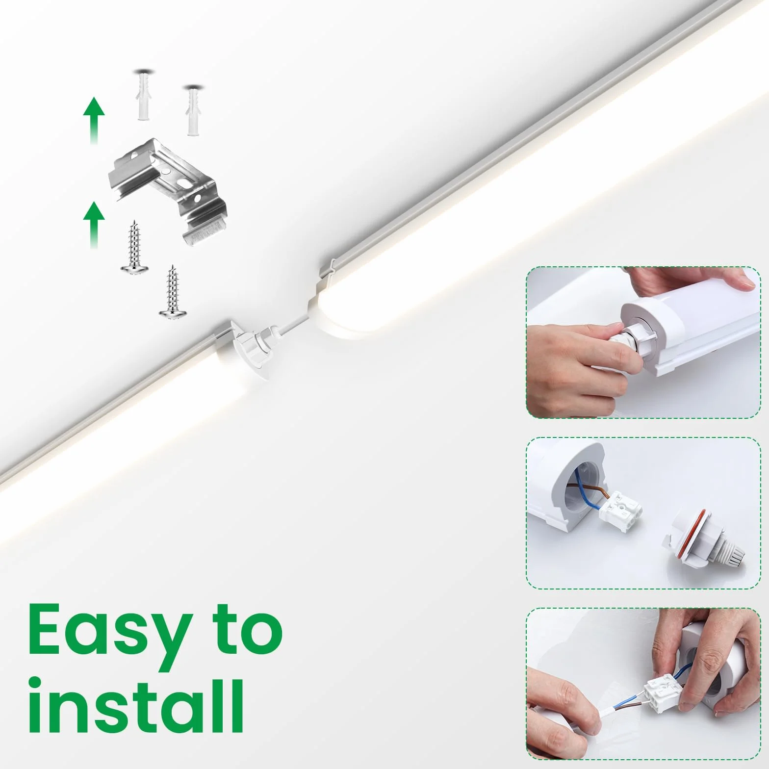 ALUSSO Listwa świetlna LED 120 cm, 36 W, 4320 lm, 4000 K, możliwość łączenia, oświetlenie garażowe, wodoodporne IP65, lampy sufitowe do szopy, warsztatu, biura, kuchni, 2 szt