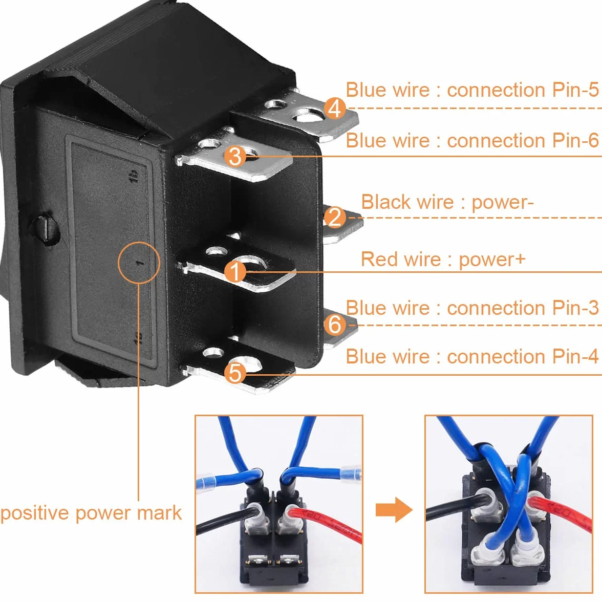 Przełącznik kołyskowy DPDT 6-pinowy 3 pozycje ON/OFF/ON Chwilowy DC 12V 10A AC110V-220V 2 szt