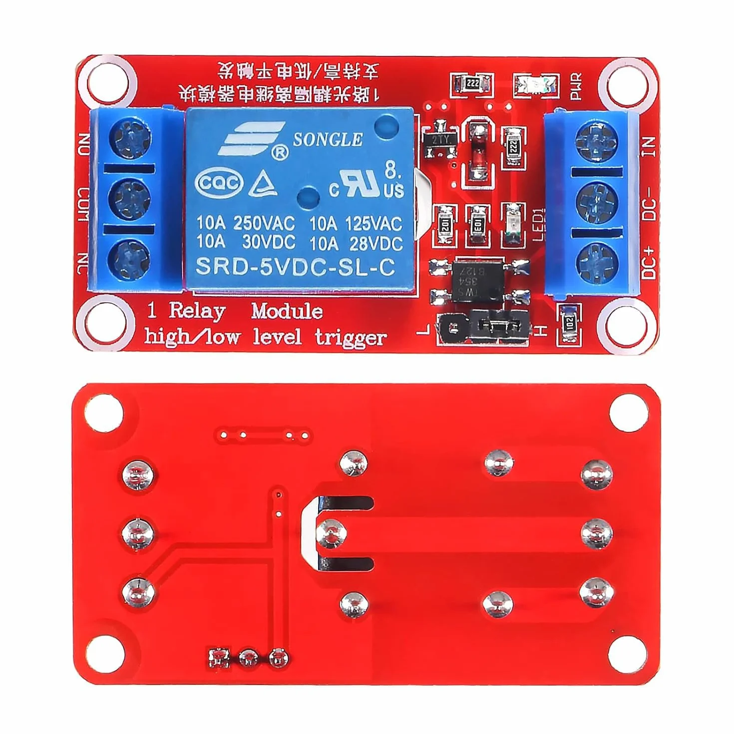RUNCCI-YUN 5 sztuk moduł przekaźnika 1-kanałowy 5V z transoptorem High Low Level Trigger do Raspberry Pi Arduino
