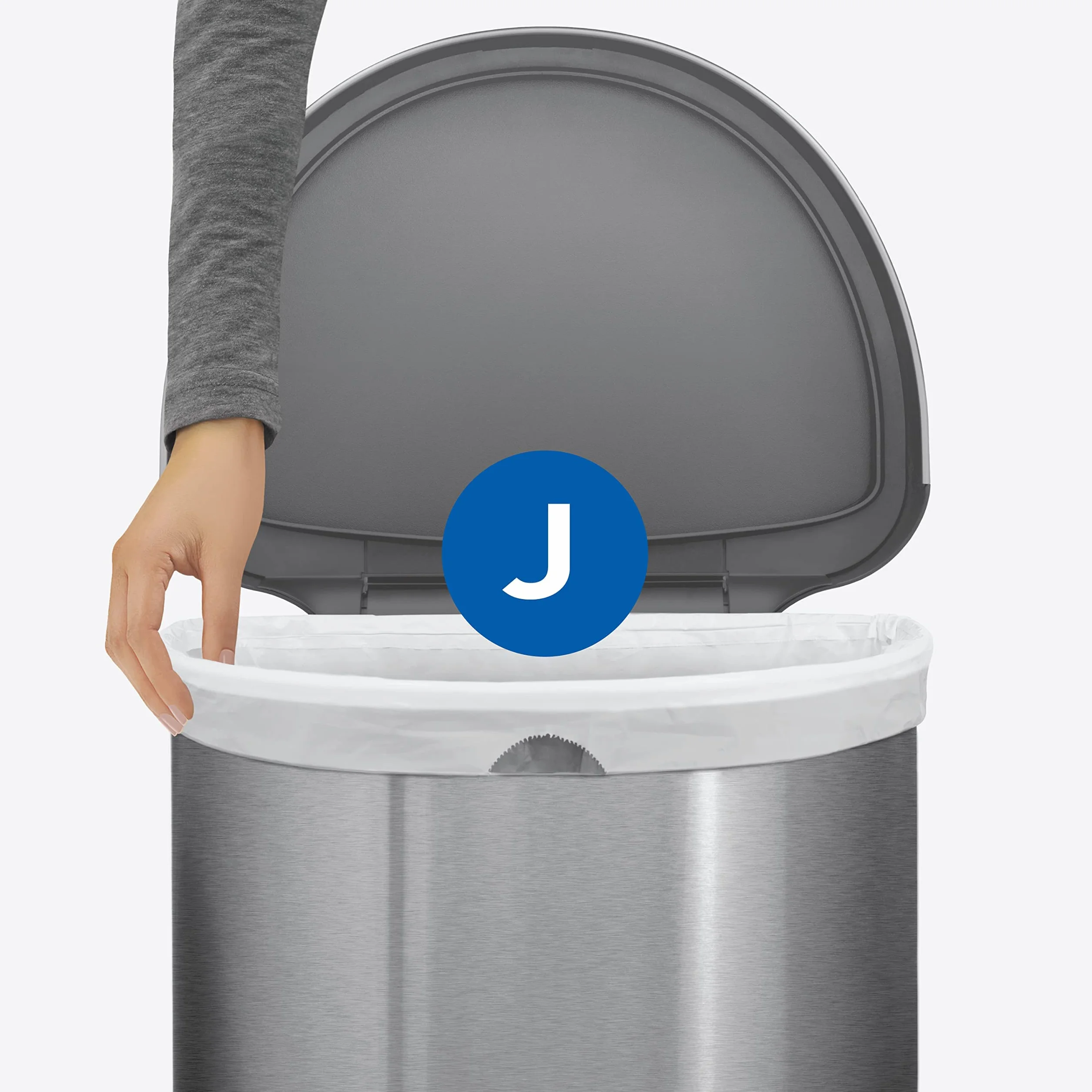simplehuman Code J 100 sztuk, oryginalne wkładki o niestandardowym dopasowaniu, worki na śmieci ze sznurkiem w opakowaniach dozowników, 30-45 litrów / 8-12 galonów, białe