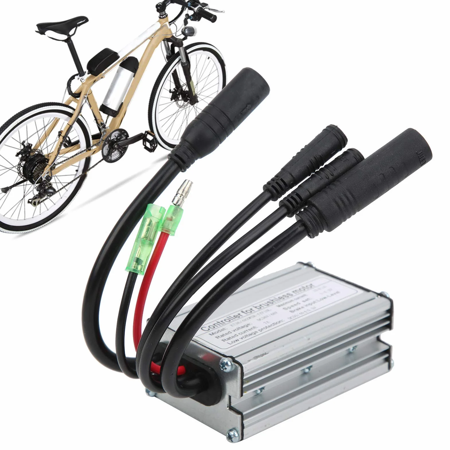 36 V/48 V elektryczny kontroler rowerowy, 8,2 x 5,33 cm, 3,2 x 2,1", 6 rurek 36/48 V KT do 15 A, wodoodporny sterownik silnika z linią świetlną, do rowerów i skuterów elektrycznych