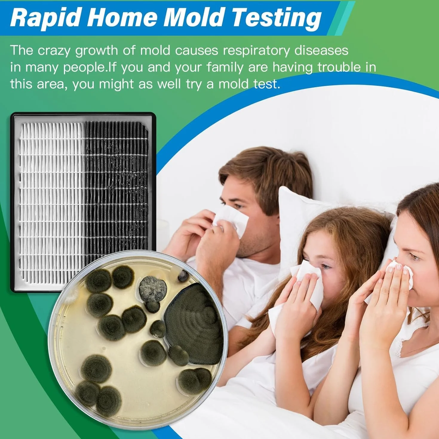 Zestaw do testowania pleśni, 12 testów wykrywających, HVAC, wykrywacz pleśni DIY