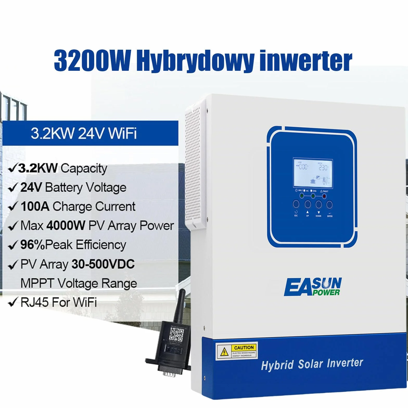 POWLAND 3200W Hybrydowy Falownik 24V DC-AC 230V z czystą falą sinusoidalną