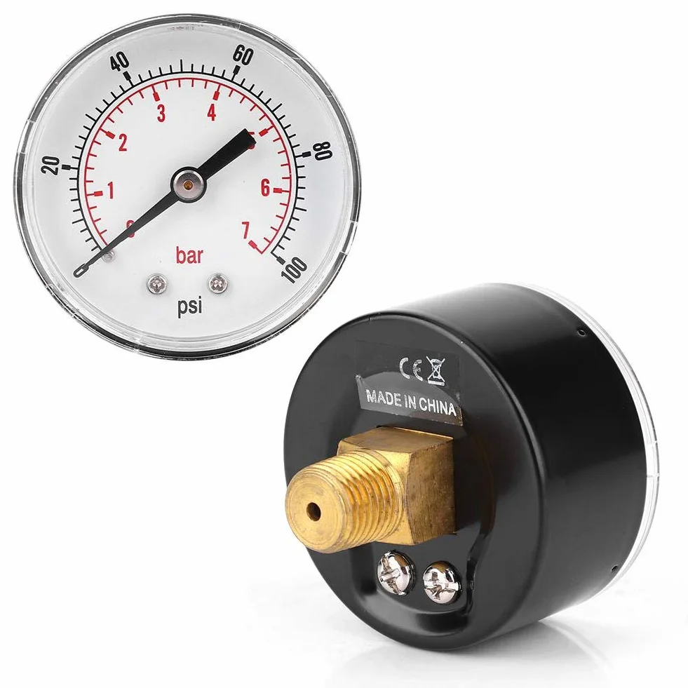 Manometr tarcza 50 mm Osiowy 1/4 BSPT mosiężny 0-100 psi 0-7 bar