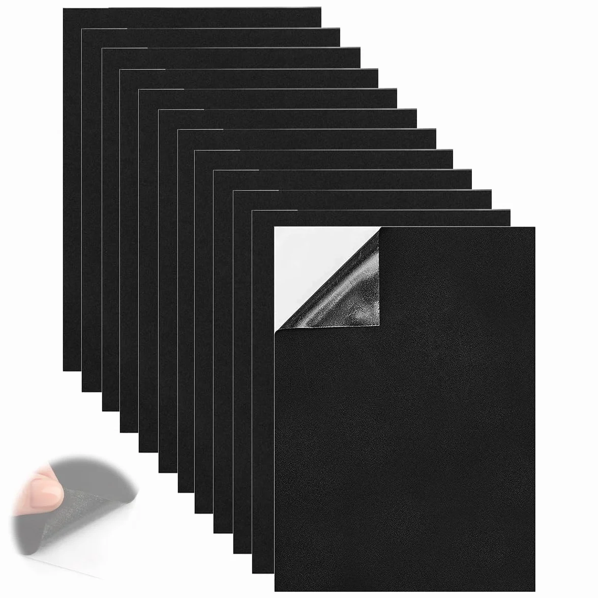 12 sztuk samoprzylepnych płyt piankowych 1 mm, 21 x 30 cm, cienka pianka EVA, guma piankowa, płyty samoprzylepne, czarne, antypoślizgowa mata piankowa, deska piankowa, do mebli, projektów "zrób to sam