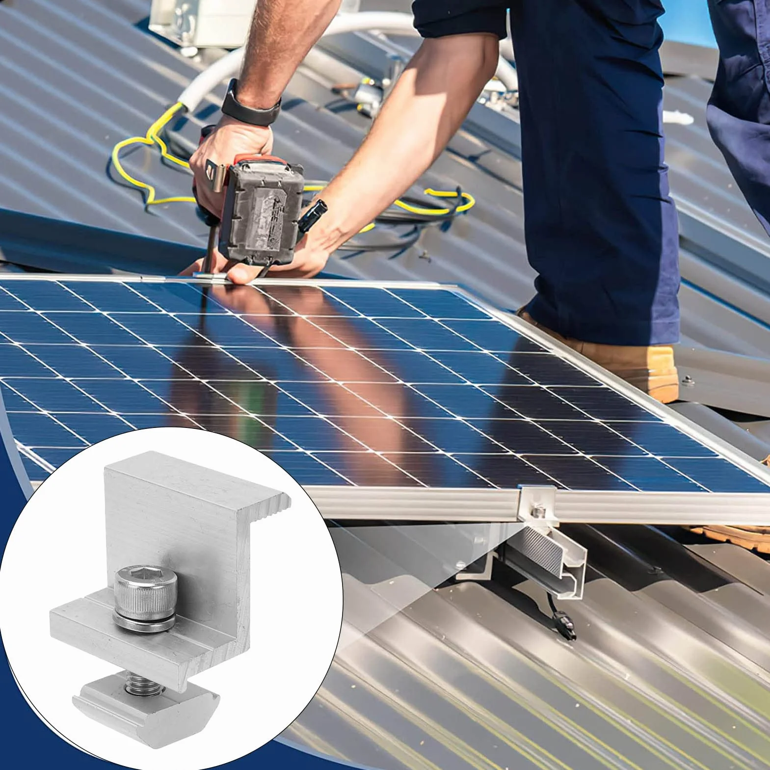 Mocowanie Panelu Słonecznego Wspornik Z Zaciski Uziemiające ze Stopu Aluminium PV Montażowe Zaciski Boczne 35mm
