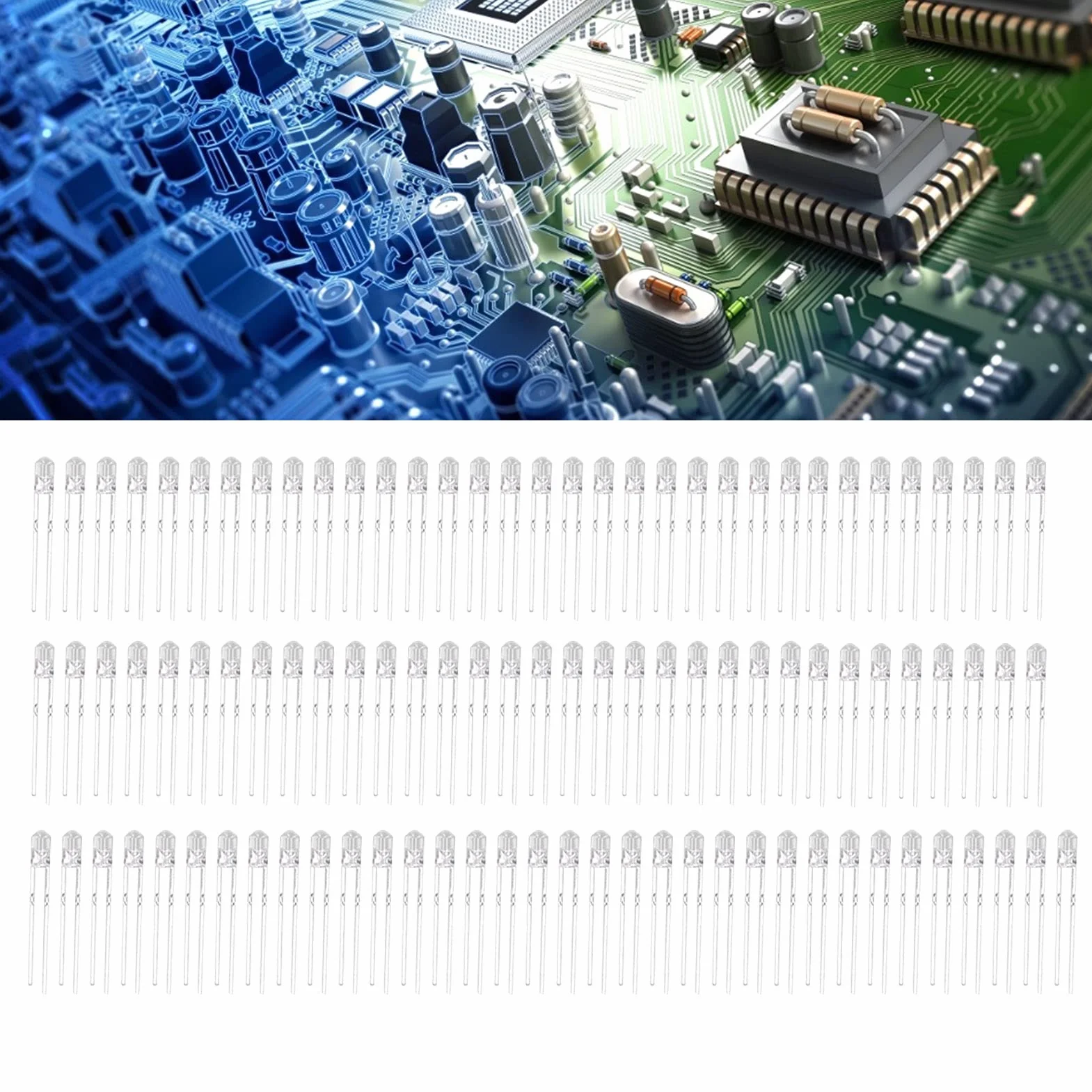 Zestaw 100 Sztuk Diod LED 8 Kolorów 3mm 3V do Projektu Naukowego (ciepły biały)