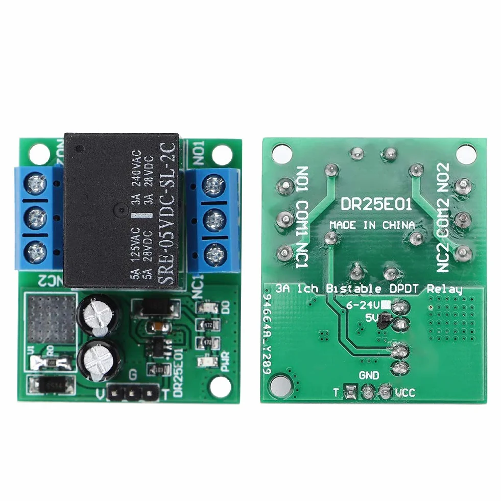 Moduł Przekaźnika DPDT DR25E01 Dwubiegunowy Samoblokujący Bistabilny DC5V