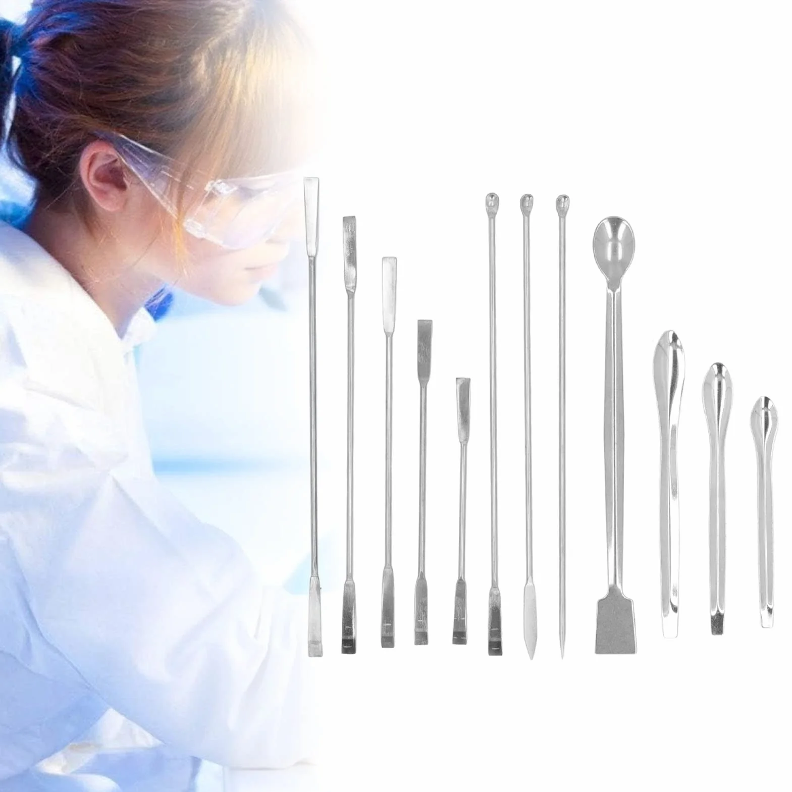 Łopatka Laboratoryjna ze Stali Nierdzewnej, Szpatułka Laboratoryjna Zestaw Mikro łyżek