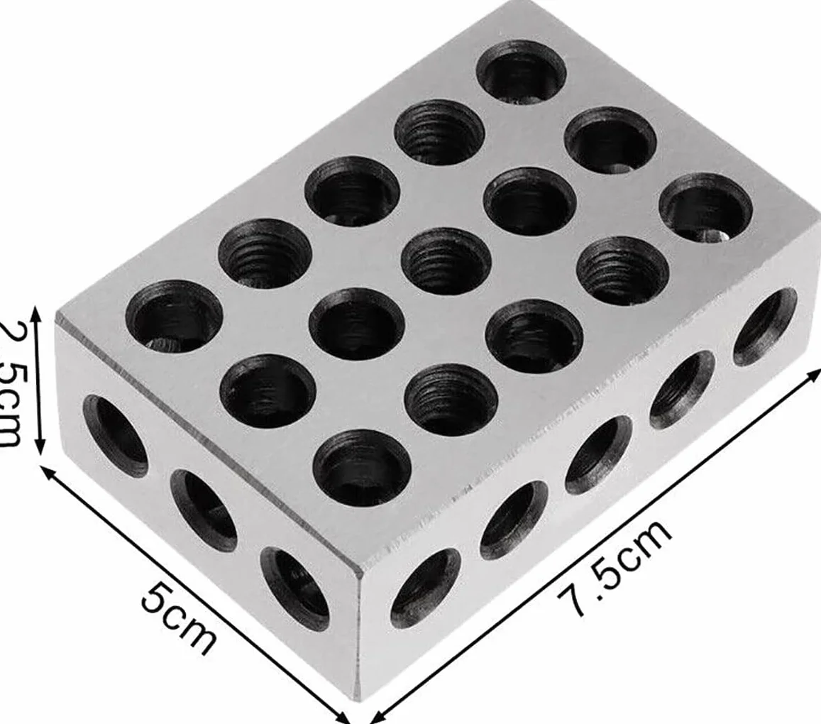 Klocki precyzyjne hartowanej stali 0,0002'' 23 otwory 3x5x7,5 cm narzędzie tokarskie