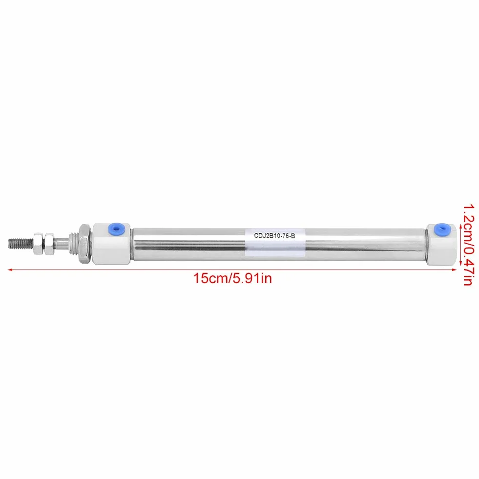 Mini Cylinder Pneumatyczny, CDJ2B Mini Cylinder Pneumatyczny, Stal Nierdzewna 10 Mm Otwór i 75 Mm Skoku Pojedynczy Pręt Siłownik Pneumatyczny Dwustronnego Działania