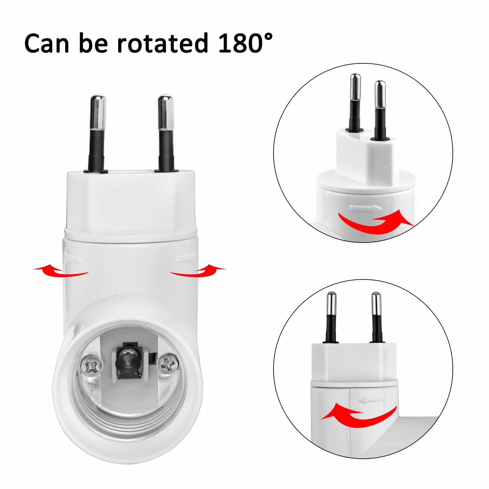 Akynite Oprawka E27 z Przełącznikiem do Żarówek LED - Bez Kabla, AC 230V, Krótka do Kuchni, Ścienna, Garaż, Adapter E27, 4 Sztuki