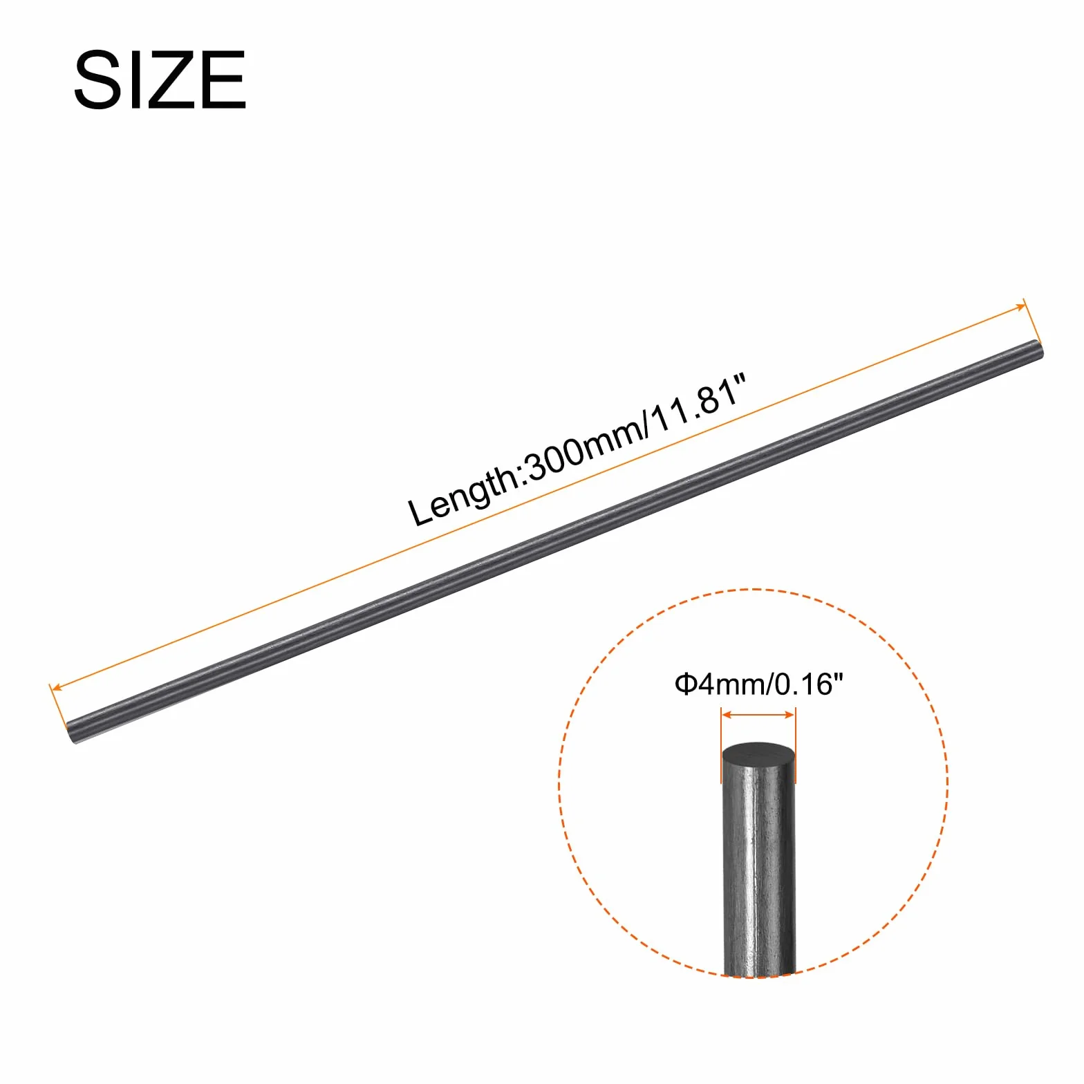 Pręt z włókna węglowego 4 mm x 300 mm QUARKZMAN do RC DIY 4 szt