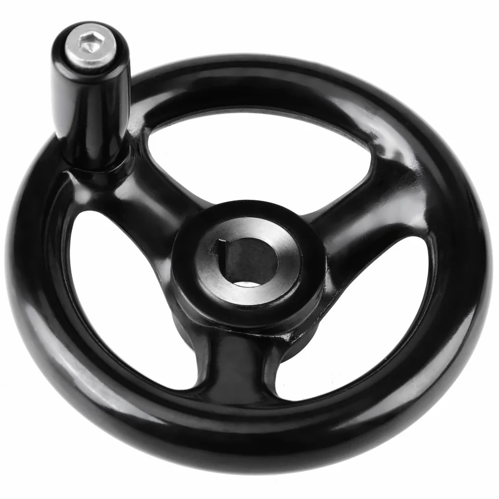 12 mm * 100 mm czarny bakelit okrągłe 3 szprychowe koło ręczne z obrotowym uchwytem do tokarki