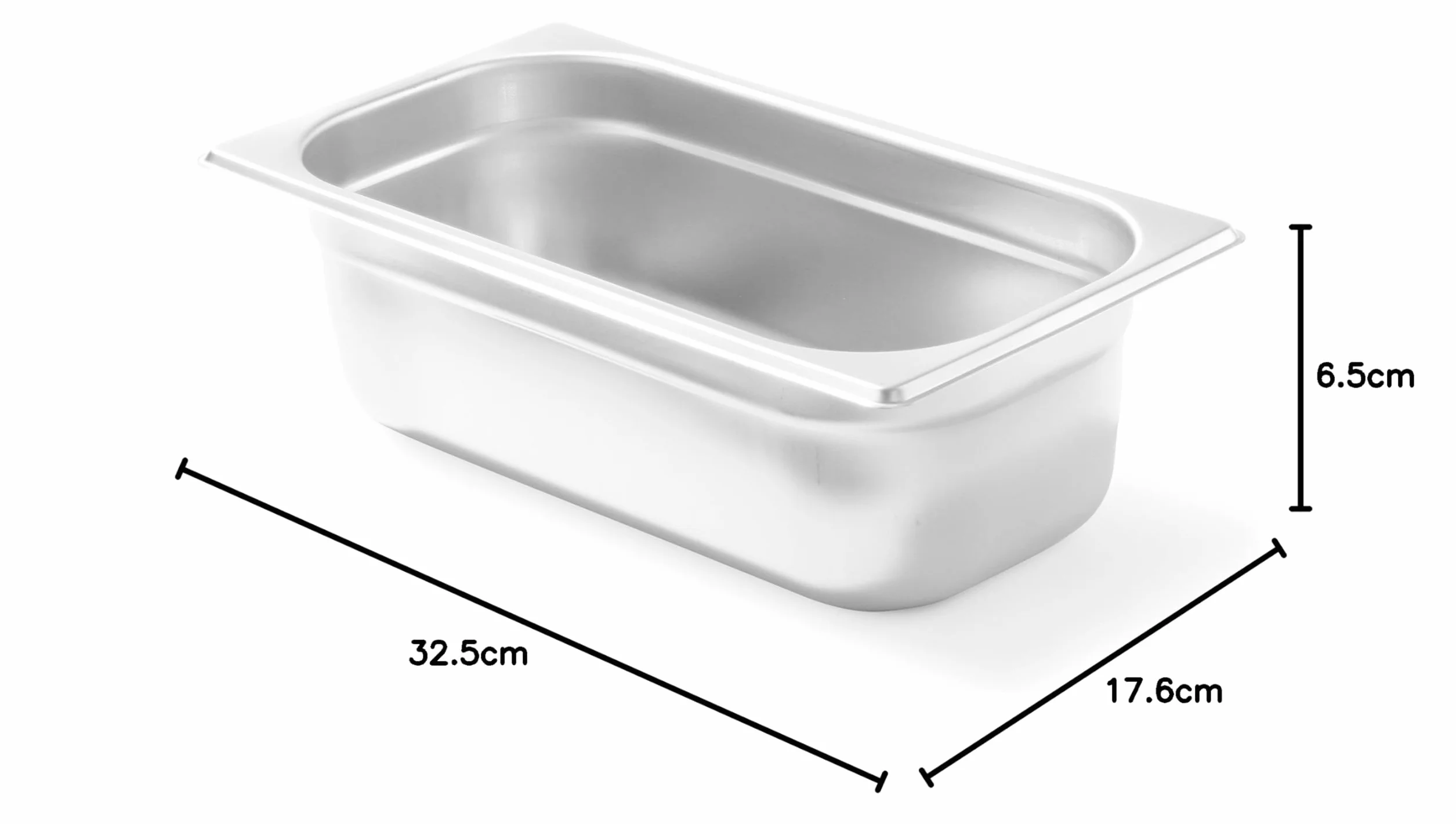 HENDI Pojemnik GN1/3, odpowiedni do piecach konwekcyjnych, lodówkach, bemarach i podgrzewaczach, odporny na temperaturę od -40° do 250°C, 2,5L, 325x176x(H)65mm, stal nierdzewna