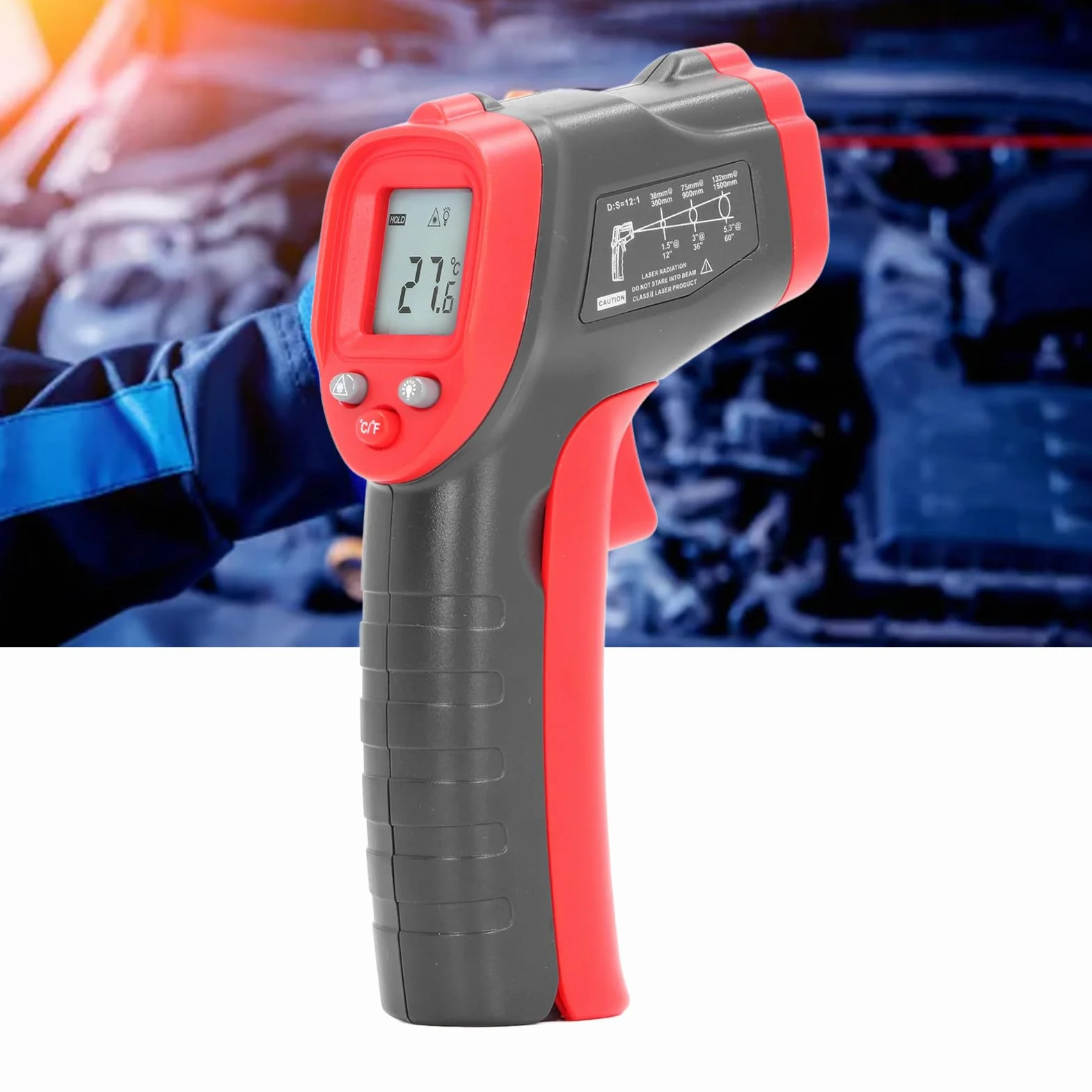 Pistolet do Pomiaru Temperatury na podczerwień, -50 ℃ ~ 550 ℃ (-58 ℉ ~ 1022 ℉), Laserowy Czytnik Temperatury Powierzchni, Ręczny Pistolet do Pomiaru Temperatury do Gotowania