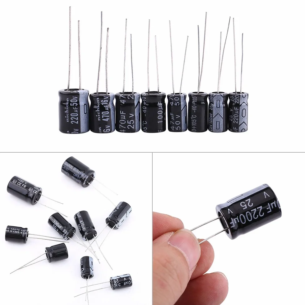 25 wartości x 5 szt. = 125 szt. kondensatorów elektrolitycznych zestaw zestaw niskiego napięcia 1uf-2200uf do elektronicznego diy