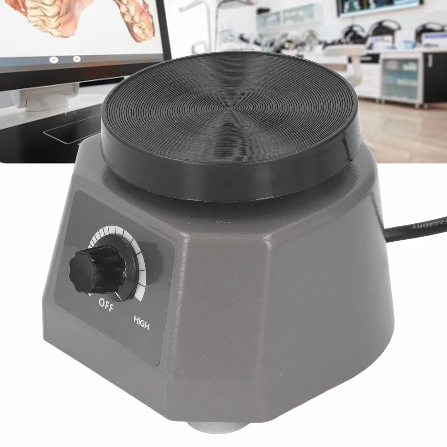 4 Cal Okrągły Oscylator Dentystyczny 100W Wibrator Laboratoryjny Shaker Gipsowa Płyta Wibracyjna Wytrząsarka do Gipsu Płyta Sprzęt Dentystyczny Maszyna do Mieszania (Wtyczka UE