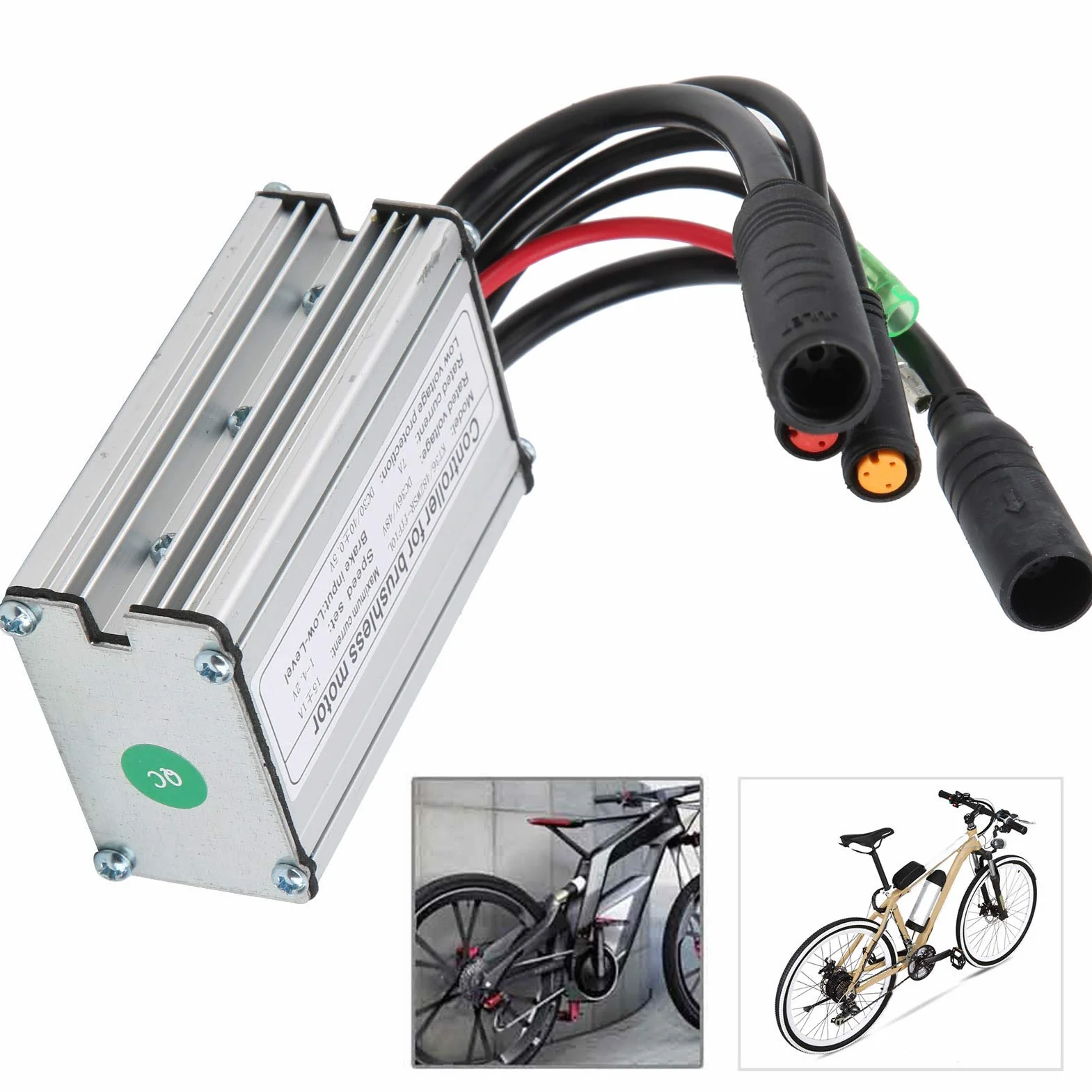 36 V/48 V elektryczny kontroler rowerowy, 8,2 x 5,33 cm, 3,2 x 2,1", 6 rurek 36/48 V KT do 15 A, wodoodporny sterownik silnika z linią świetlną, do rowerów i skuterów elektrycznych