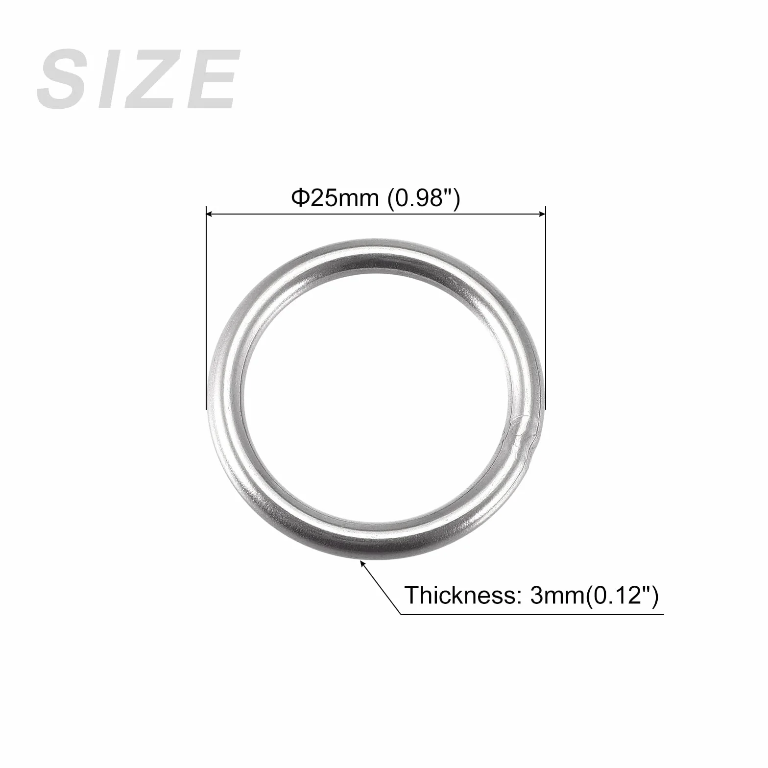 METALLIXITY O-ringi ze stali nierdzewnej 304 (średnica zewnętrzna 25 mm, grubość 3 mm) 10 sztuk, spawany okrągły pierścień – do zawieszenia przedmiotów