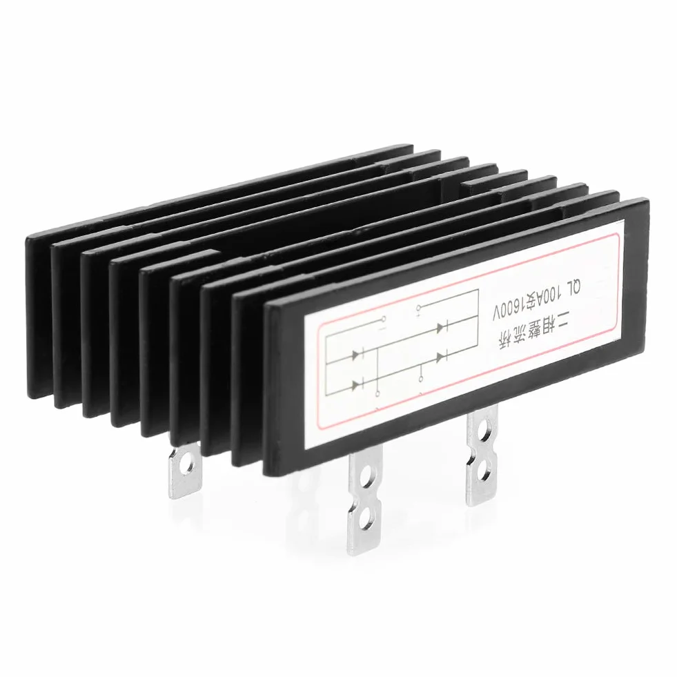 2-fazowy prostownik mostowy, 2-fazowy prostownik diodowy, 100A 1600V Napięcie mostu prostownik o dużej mocy z radiatorem, dobry komponenty elektroniczne