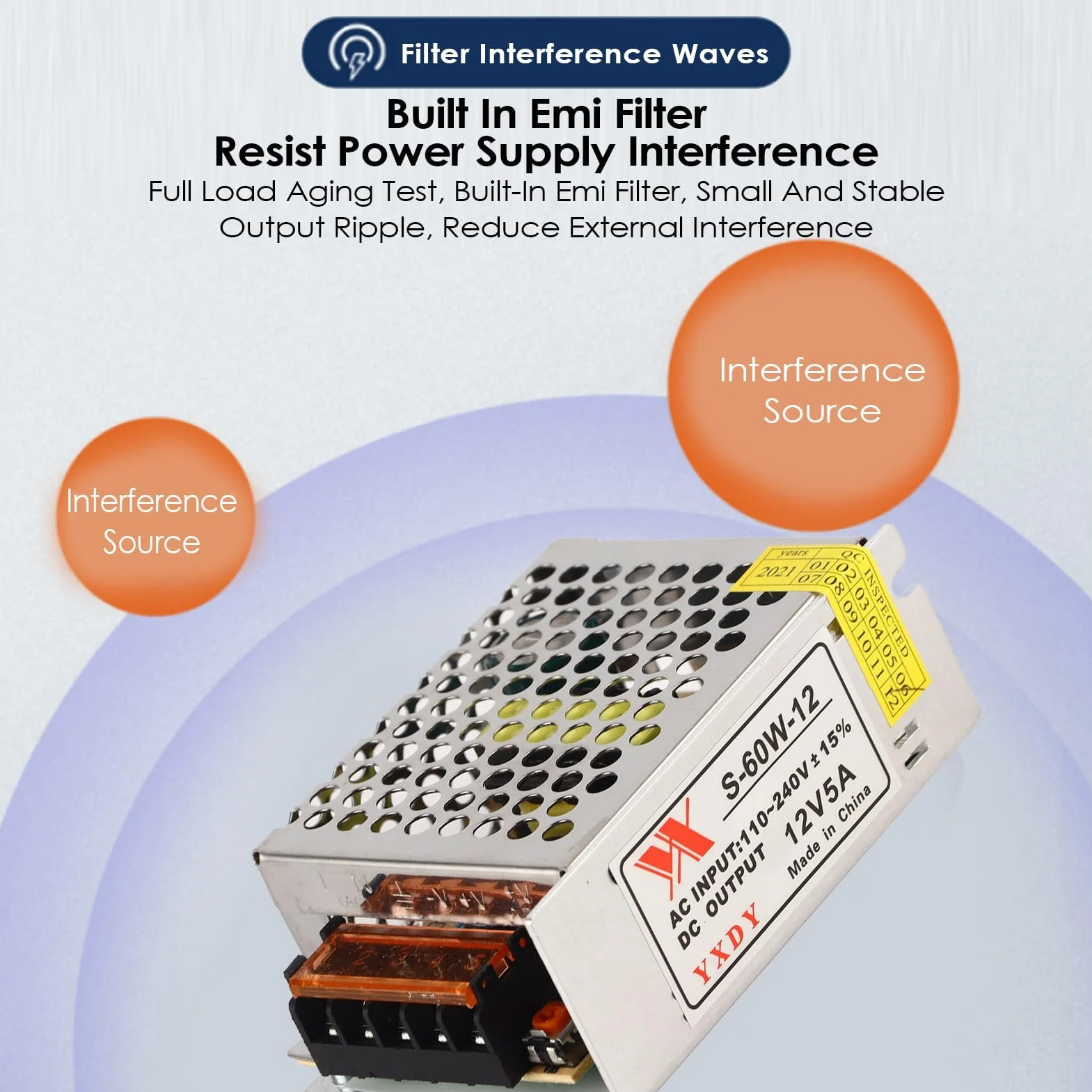 Zasilacz LED 12V 5A AC/DC 60W regulowany uniwersalny