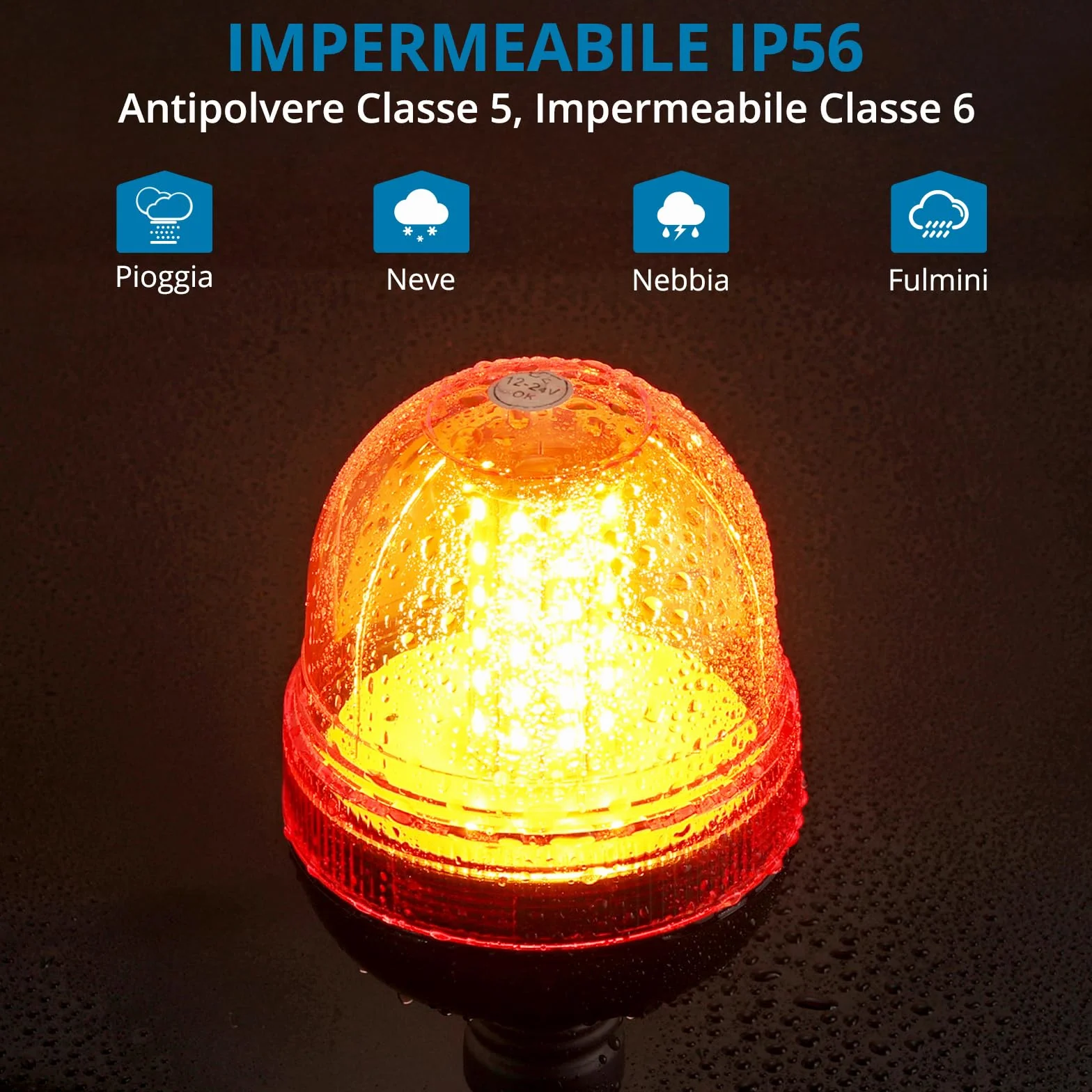 AUTOUTLET Lampa Ostrzegawcza LED 60 diod 12V/24V Amber R10 E9 Wodoodporna