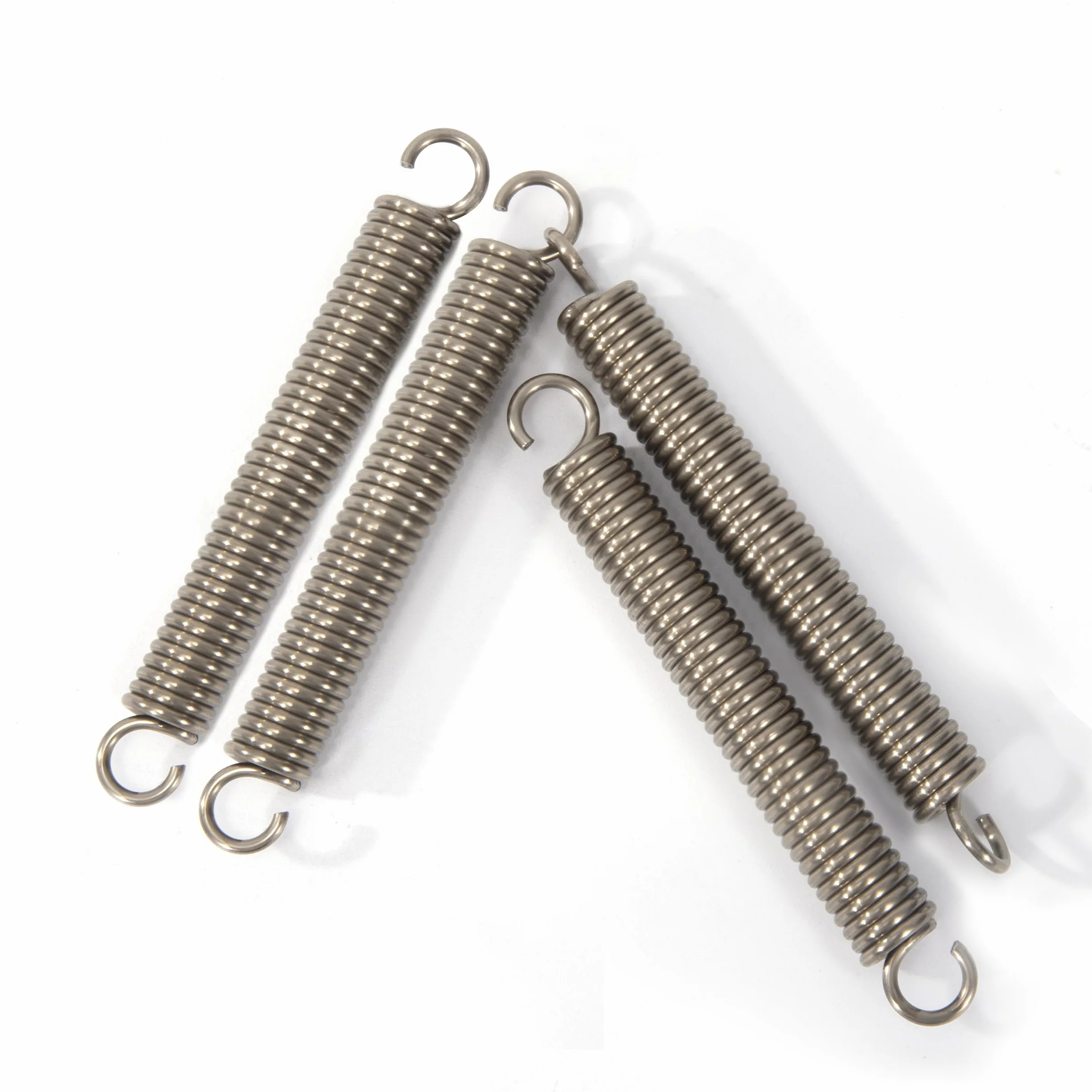 Sprężyny naciągowe 80 mm Sprężyna naciągowa Podwójny hak ze stali nierdzewnej Średnica drutu 1,6 mm Średnica zewnętrzna 10 mm Ciągnięcie 8 kg 4 sztuki