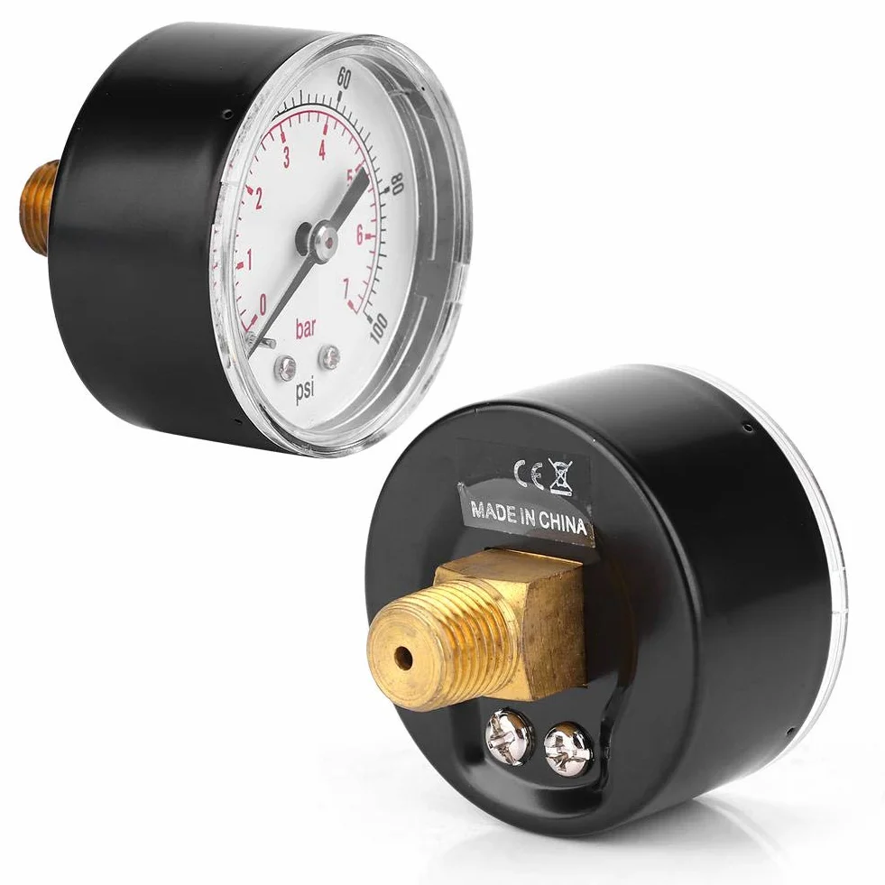 Manometr tarcza 50 mm Osiowy 1/4 BSPT mosiężny 0-100 psi 0-7 bar