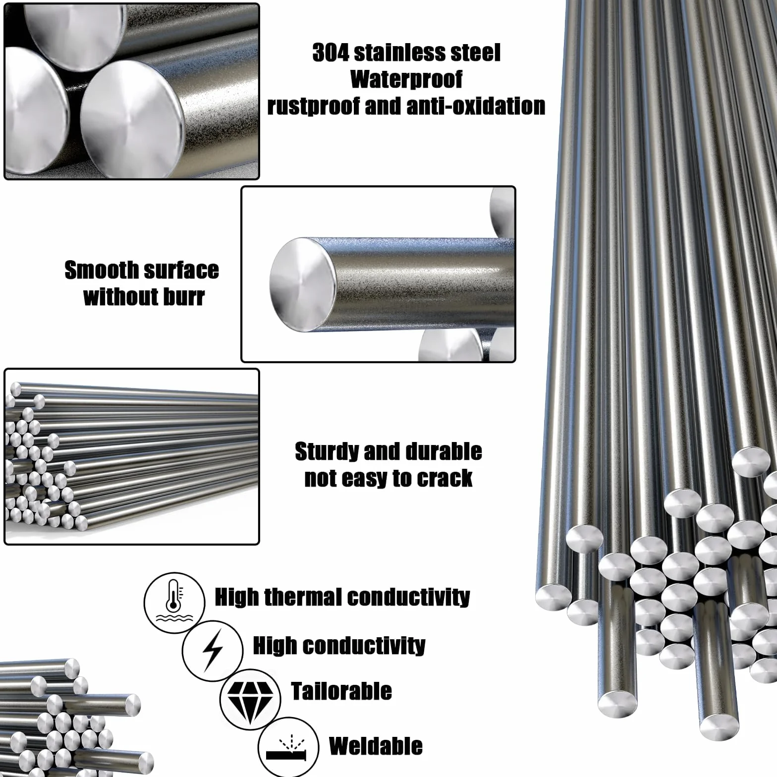 35 sztuk drutów ze stali sprężynowej, drut ze stali nierdzewnej, metalowe pręty 1,0 mm x 400 mm, metalowy pręt ze stali nierdzewnej, pręt sprężynowy, okrągły pręt ze stali nierdzewnej, okrągłe pręty