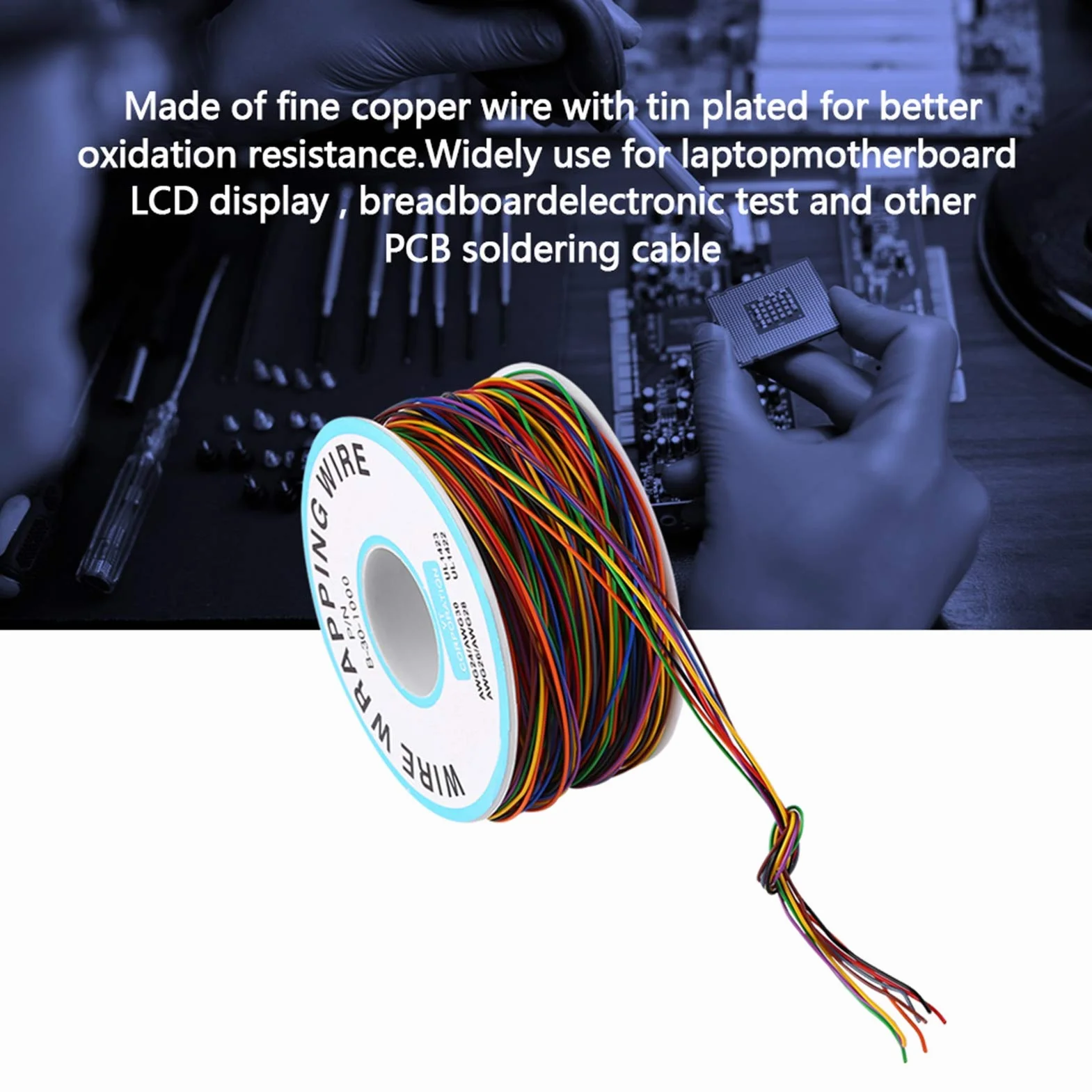 Przewody PCB Drut Przyłączeniowy 30AWG Cynowana Miedź Kolorowy 280M Kabel Testowy
