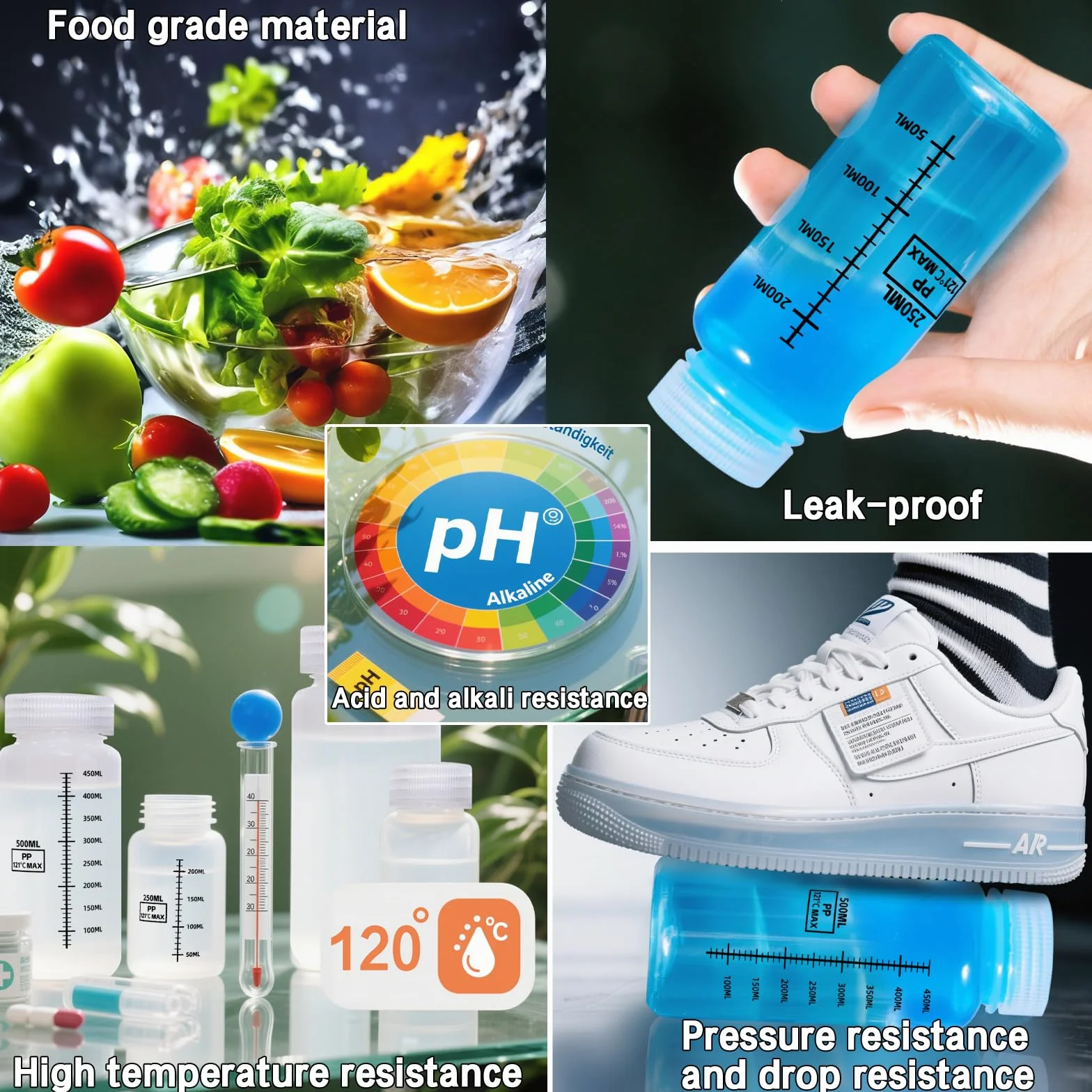 Butelki laboratoryjne HDPE 500 ml z szeroką szyjką, szczelne, plastikowe