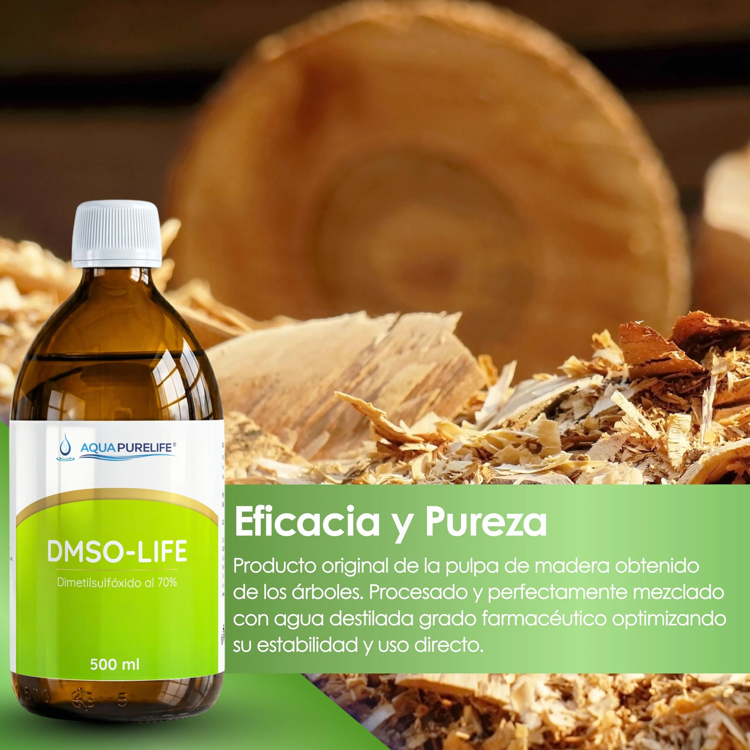DMSO 70% z kroplami | Dimetylosulfotlenek 500 ml, czystość farmaceutyczna | bezbarwny rozpuszczalnik organiczny | Butelka ze szkła bursztynowego