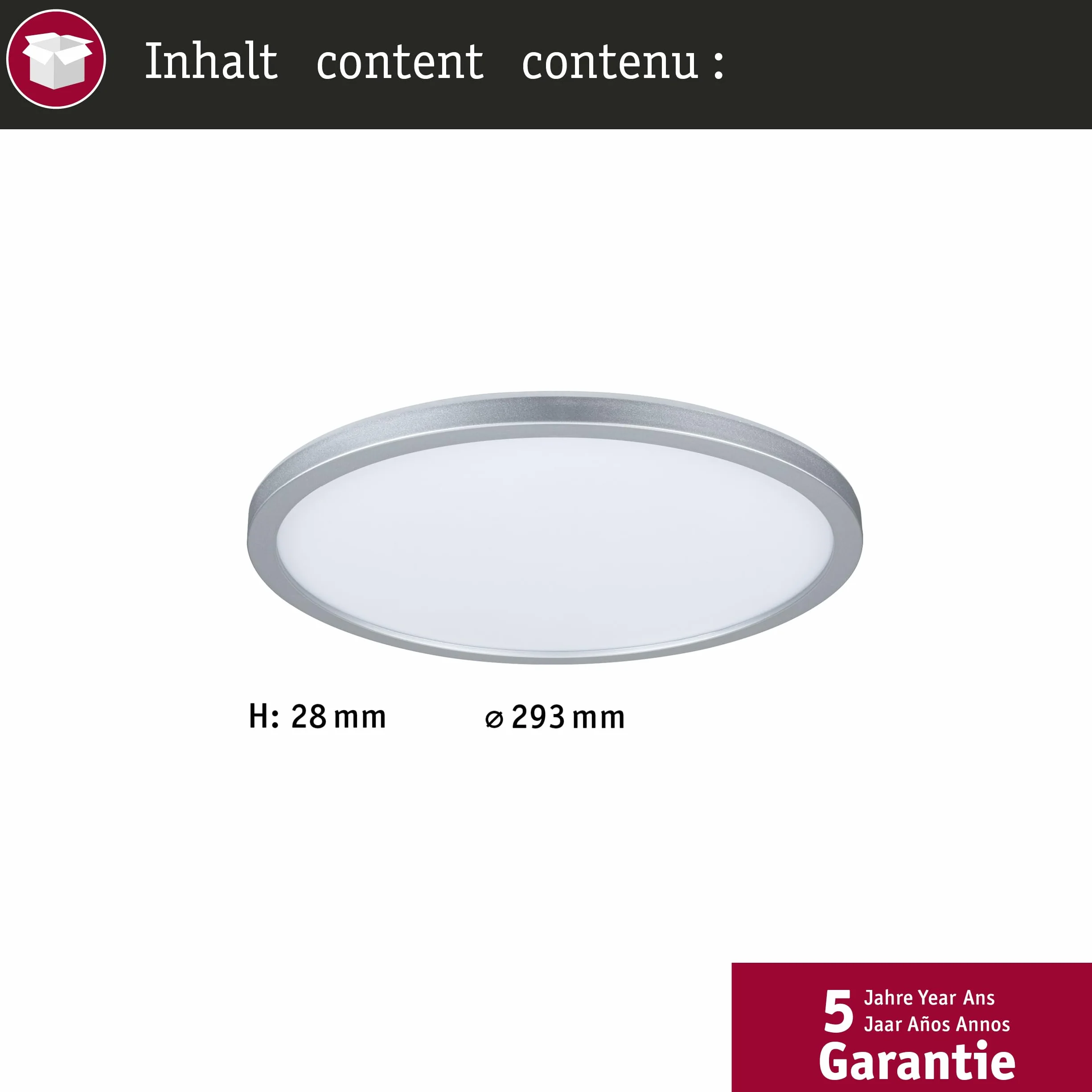 Paulmann 70991 Panel LED Atria Shine 293mm okrągły z 1x16 W ciepły biały chrom matowy panel świetlny plastikowy panel sufitowy 3000 K