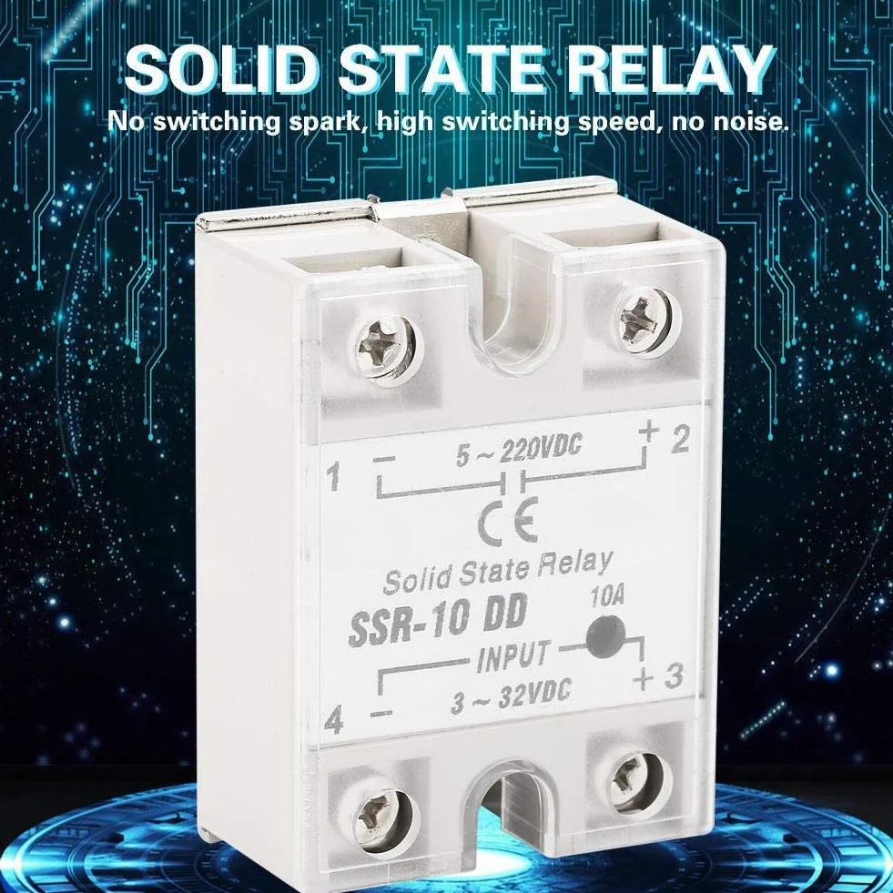 Przekaźnik półprzewodnikowy SSR-10 DD 10A 5-220V DC Moduł przekaźnika półprzewodnikowego Dwukierunkowy typ SCR do przemysłowych zautomatyzowanych paneli sterowania